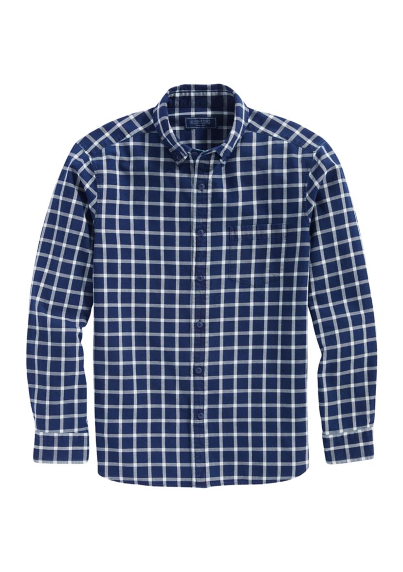 Mens Indigo Check Twill Shirt
