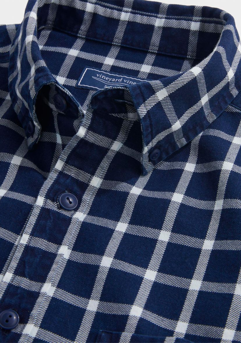 Mens Indigo Check Twill Shirt