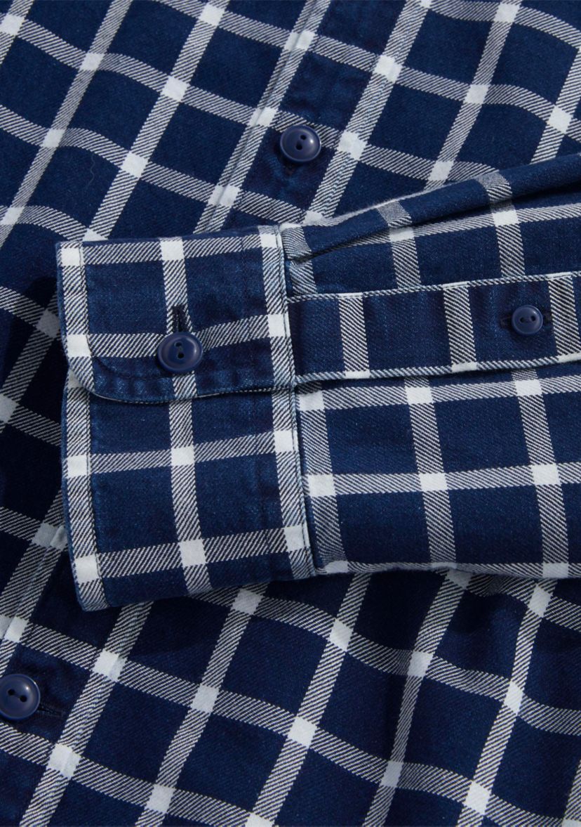 Mens Indigo Check Twill Shirt