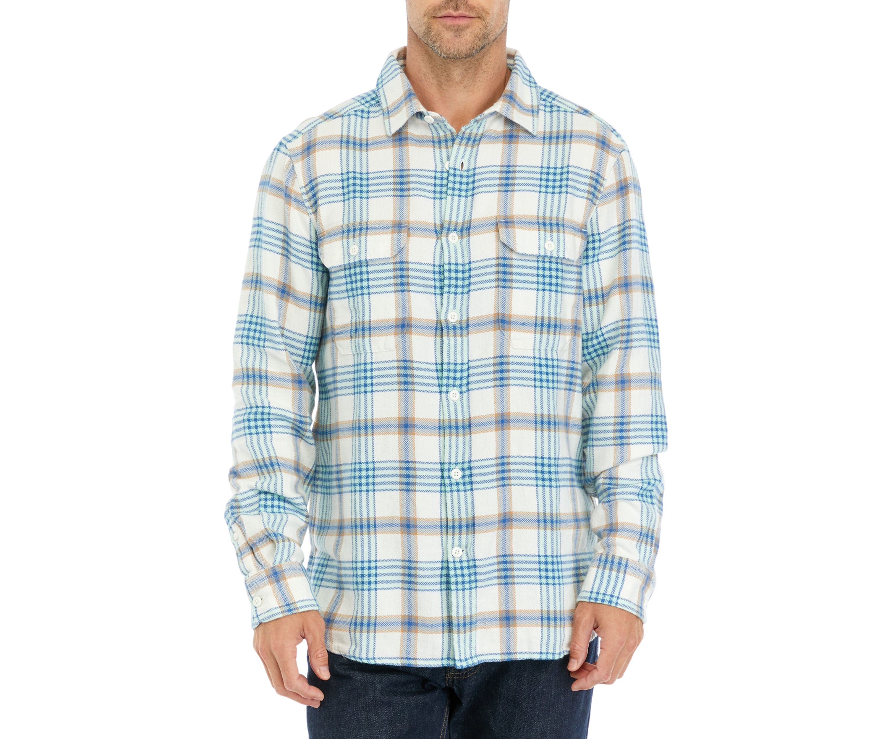 Mens Plaid Herringbone Flannel Workshirt