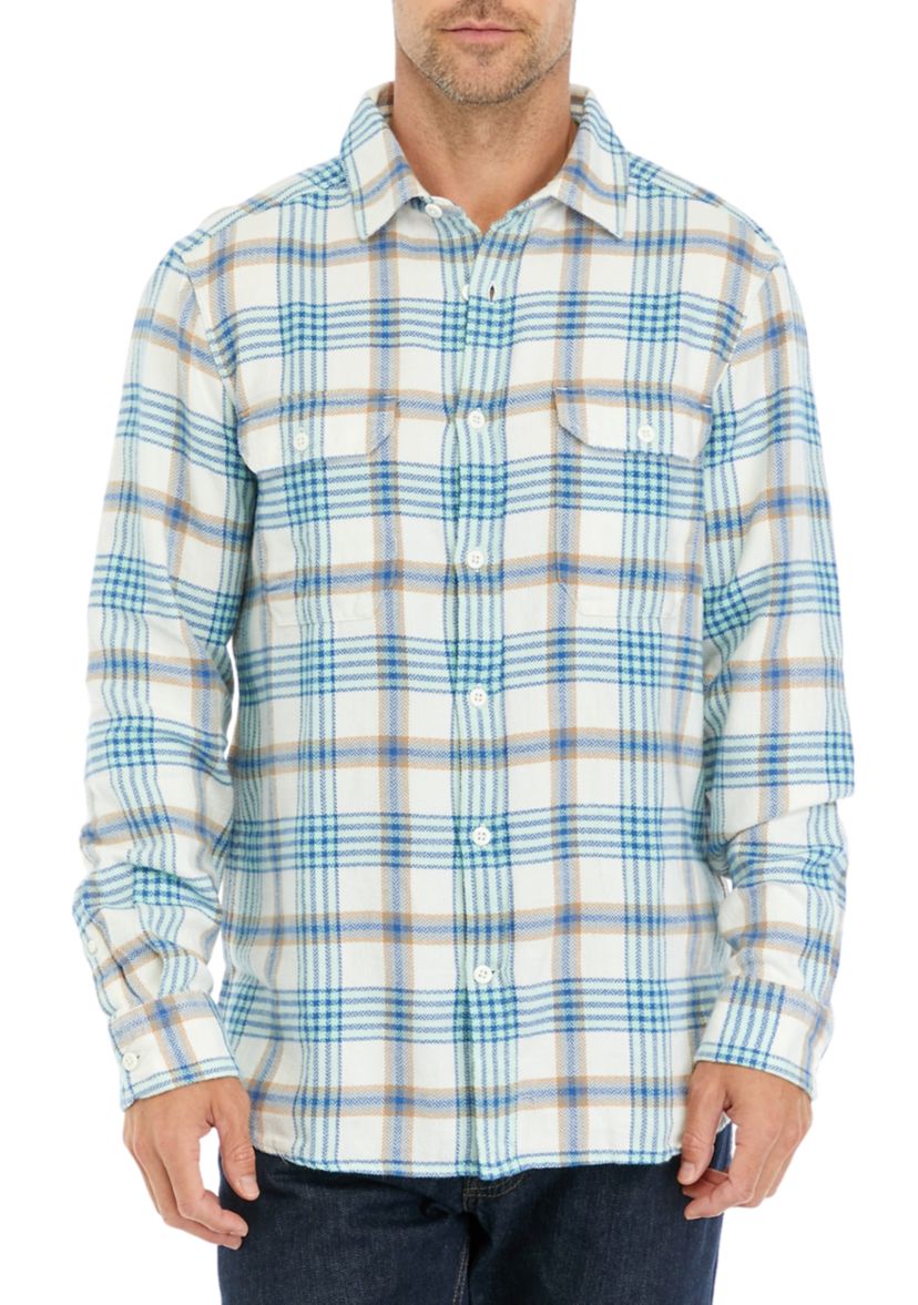 Mens Plaid Herringbone Flannel Workshirt
