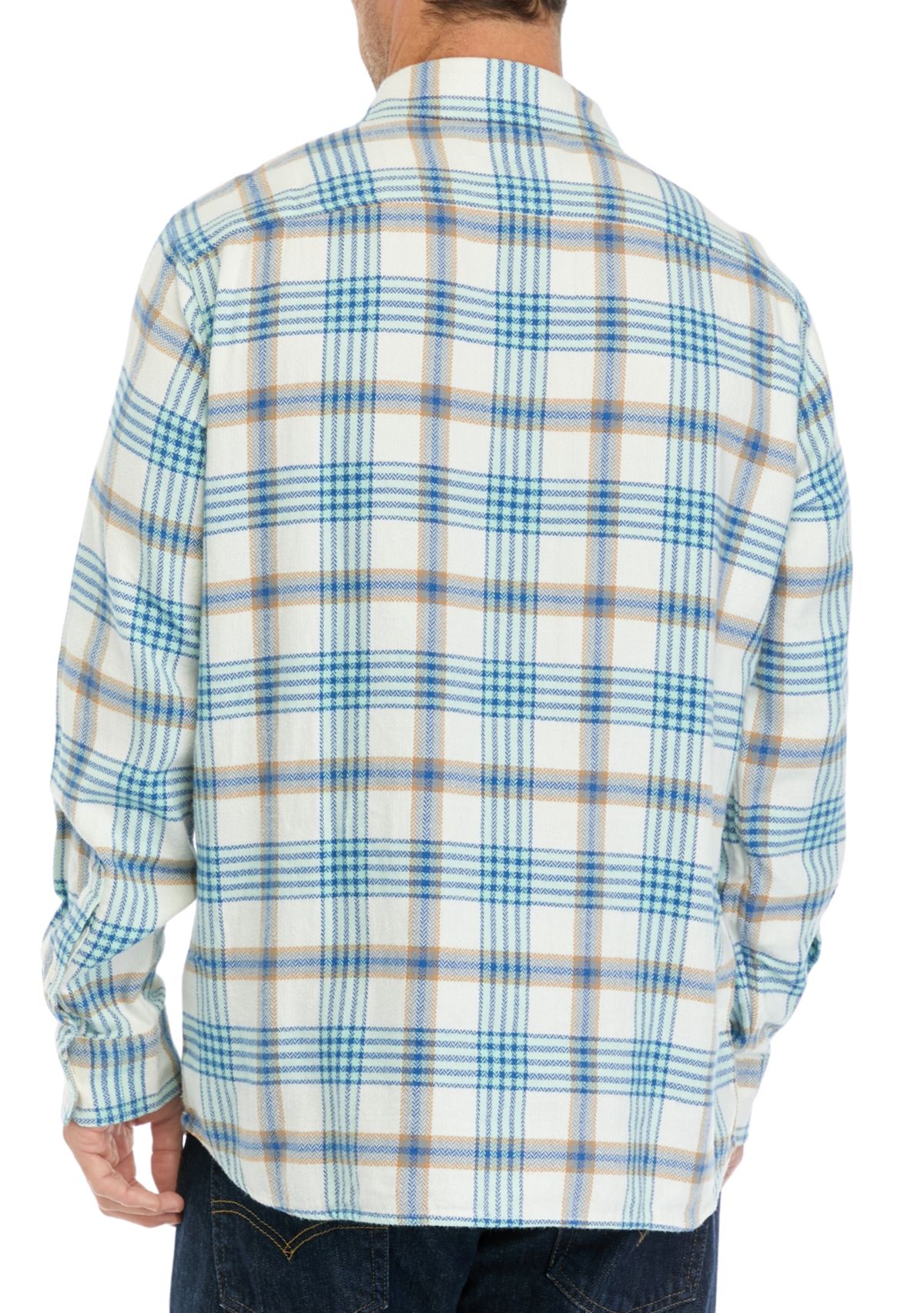 Mens Plaid Herringbone Flannel Workshirt