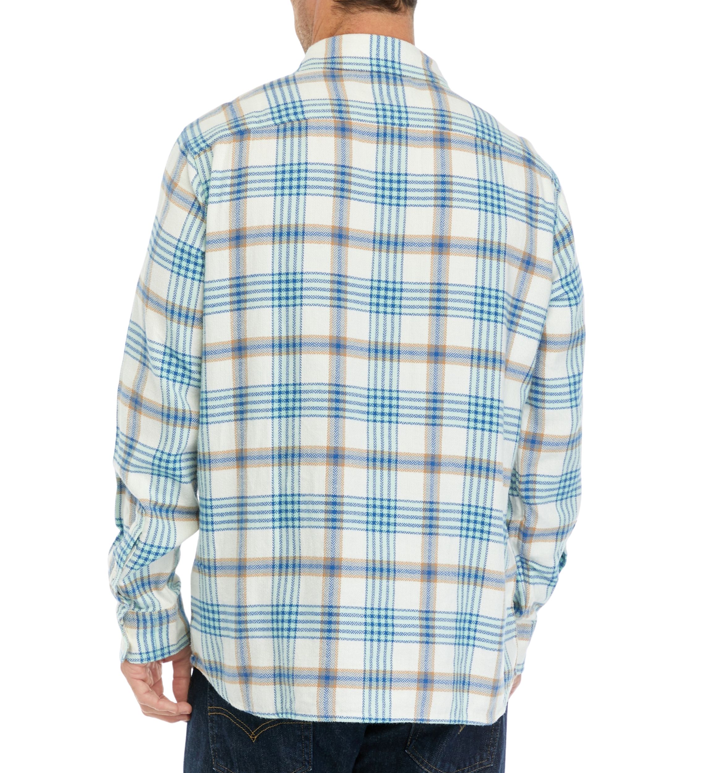 Mens Plaid Herringbone Flannel Workshirt