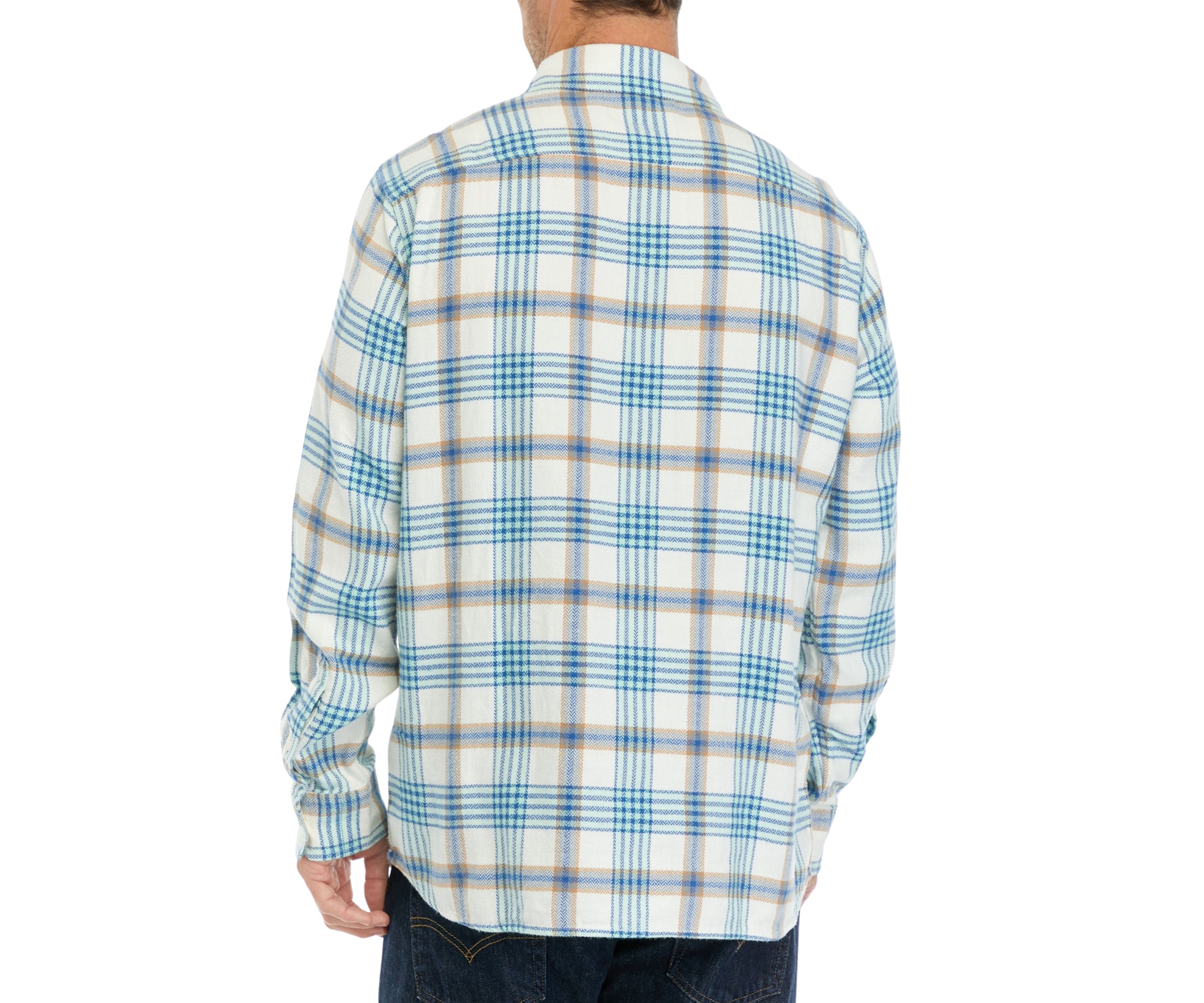 Mens Plaid Herringbone Flannel Workshirt