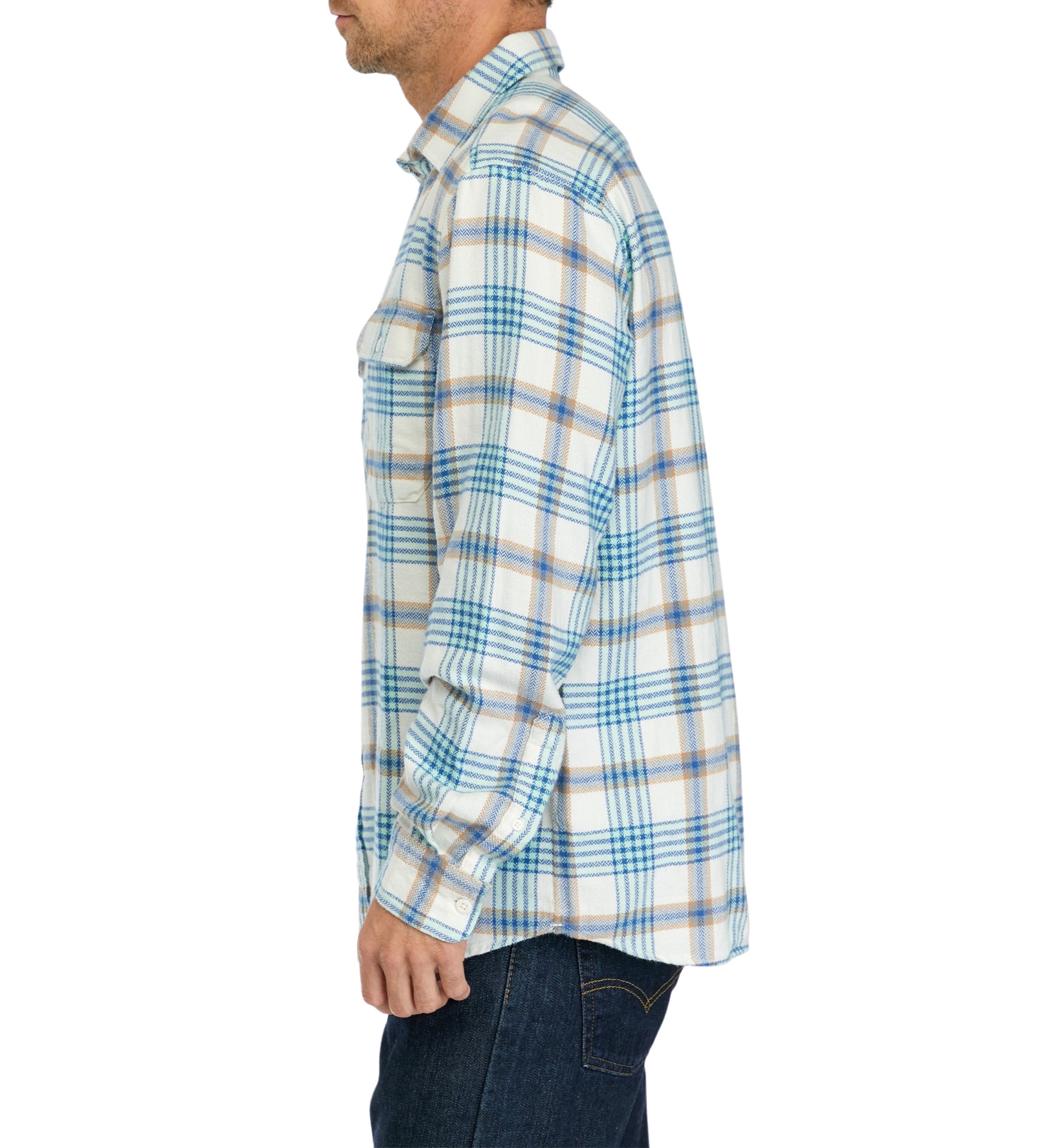 Mens Plaid Herringbone Flannel Workshirt