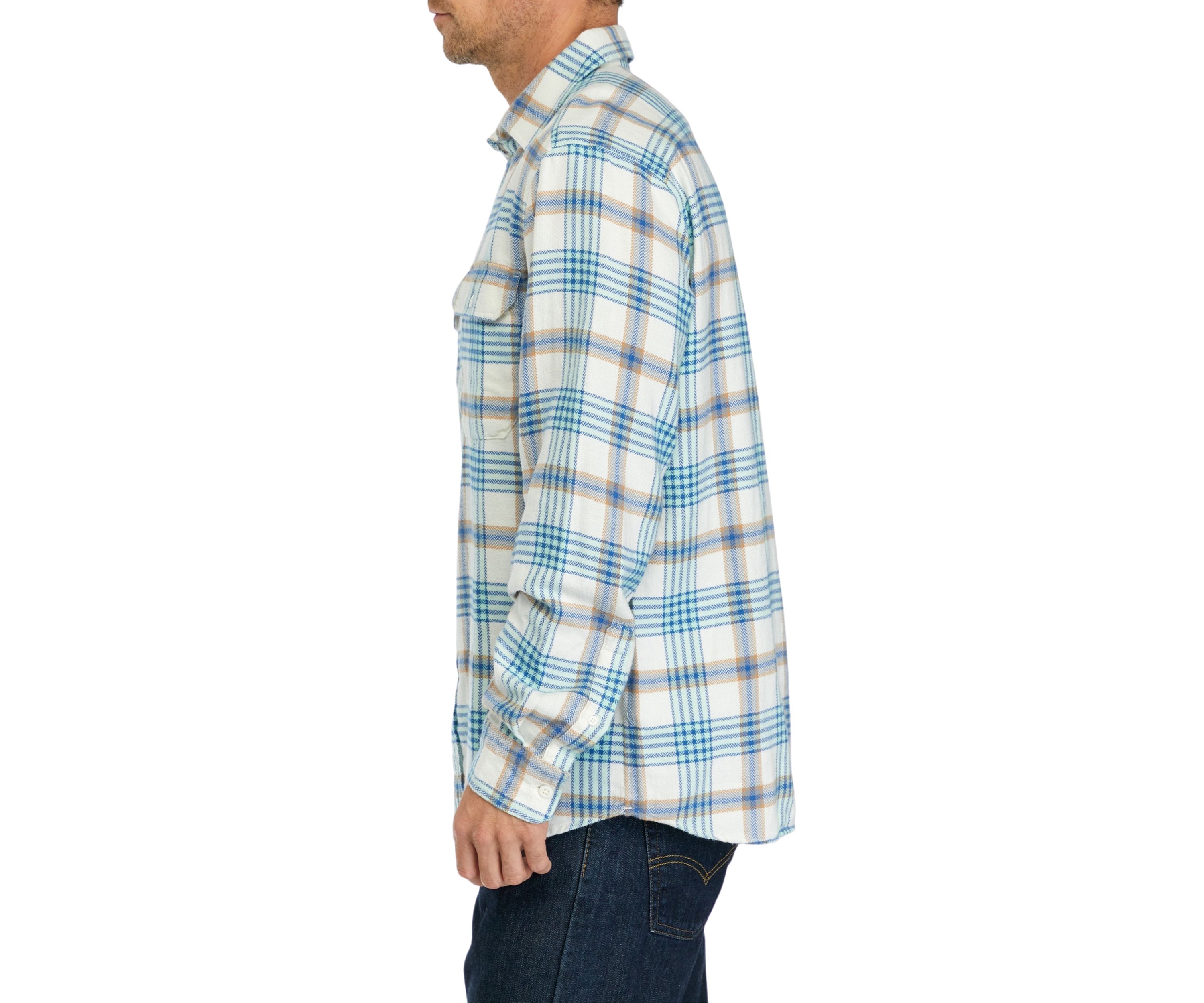 Mens Plaid Herringbone Flannel Workshirt