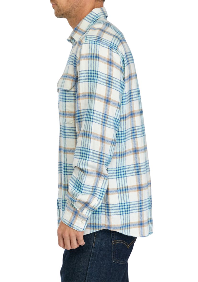 Mens Plaid Herringbone Flannel Workshirt