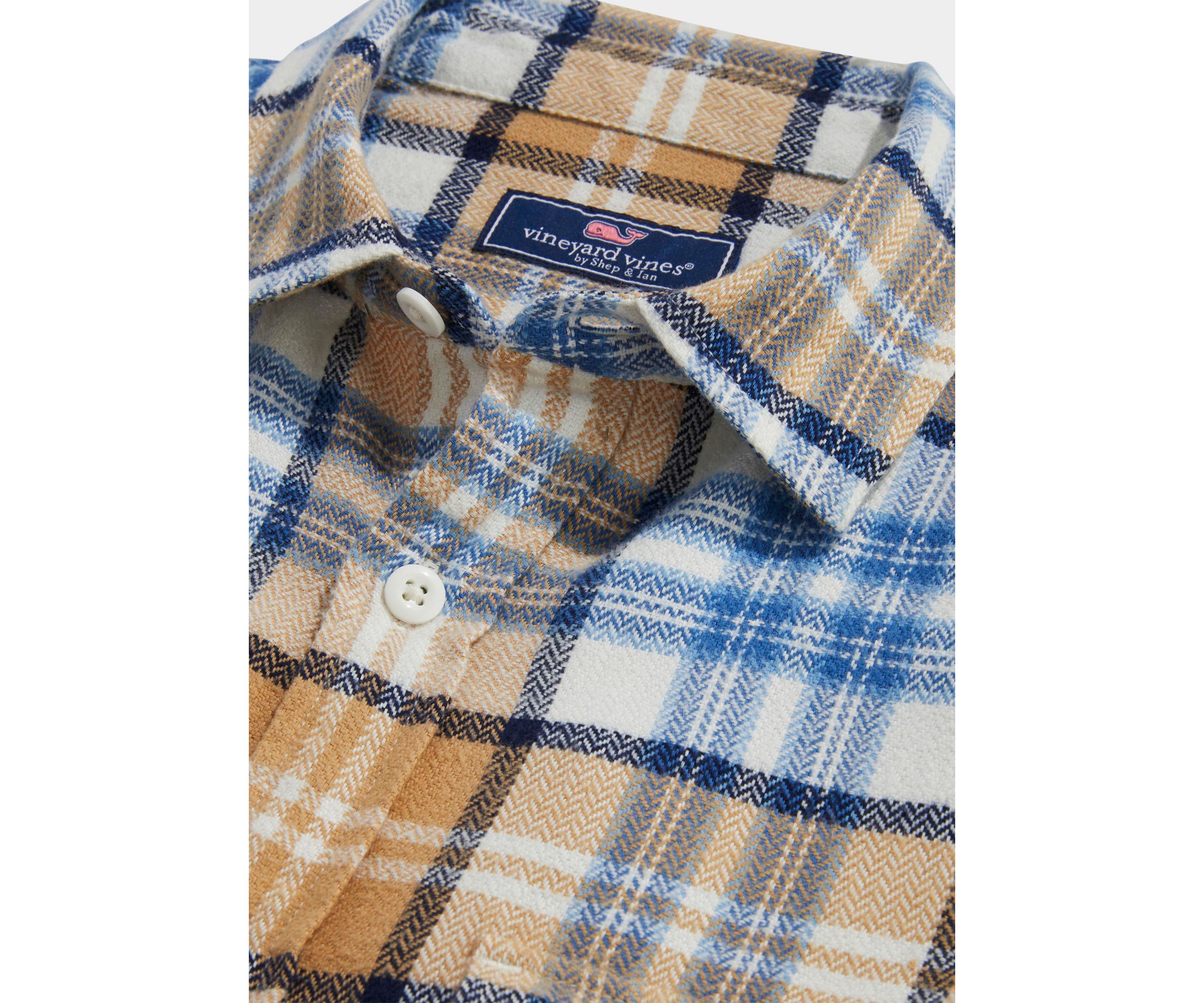 Mens Plaid Herringbone Flannel Work Shirt