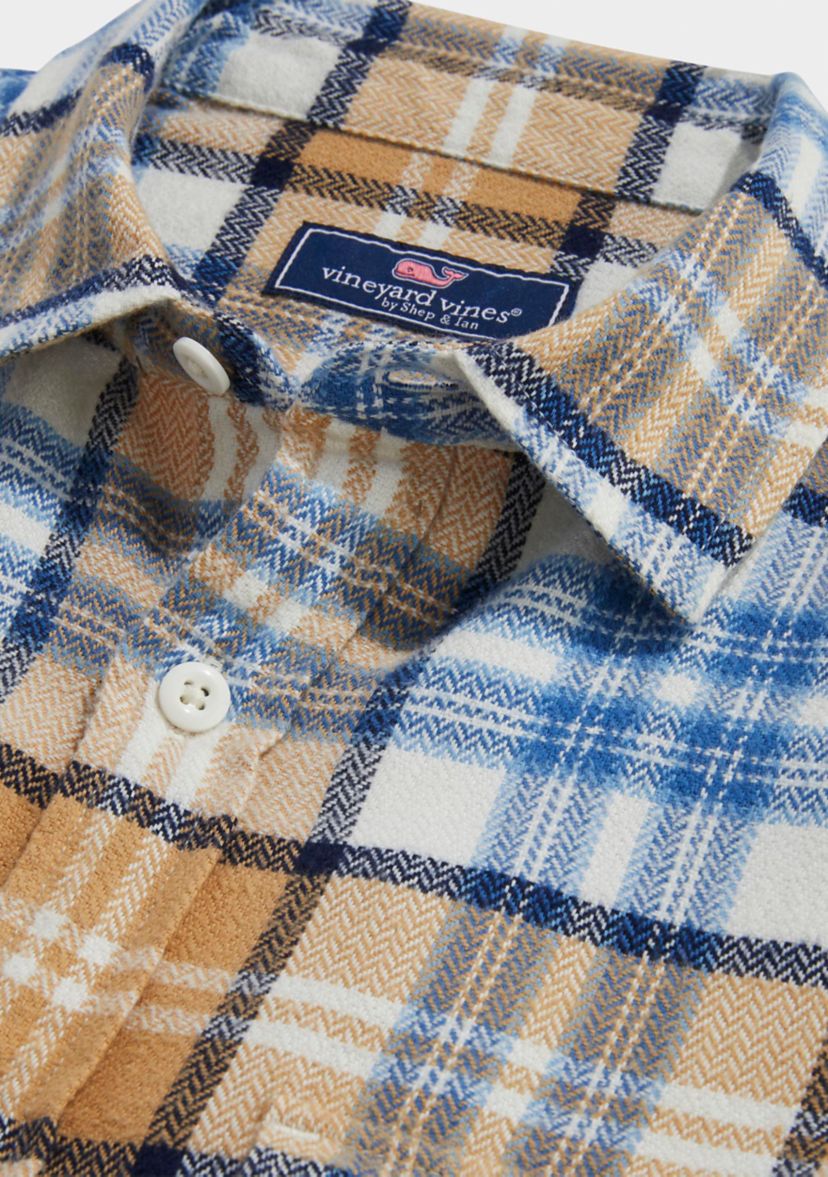 Mens Plaid Herringbone Flannel Work Shirt