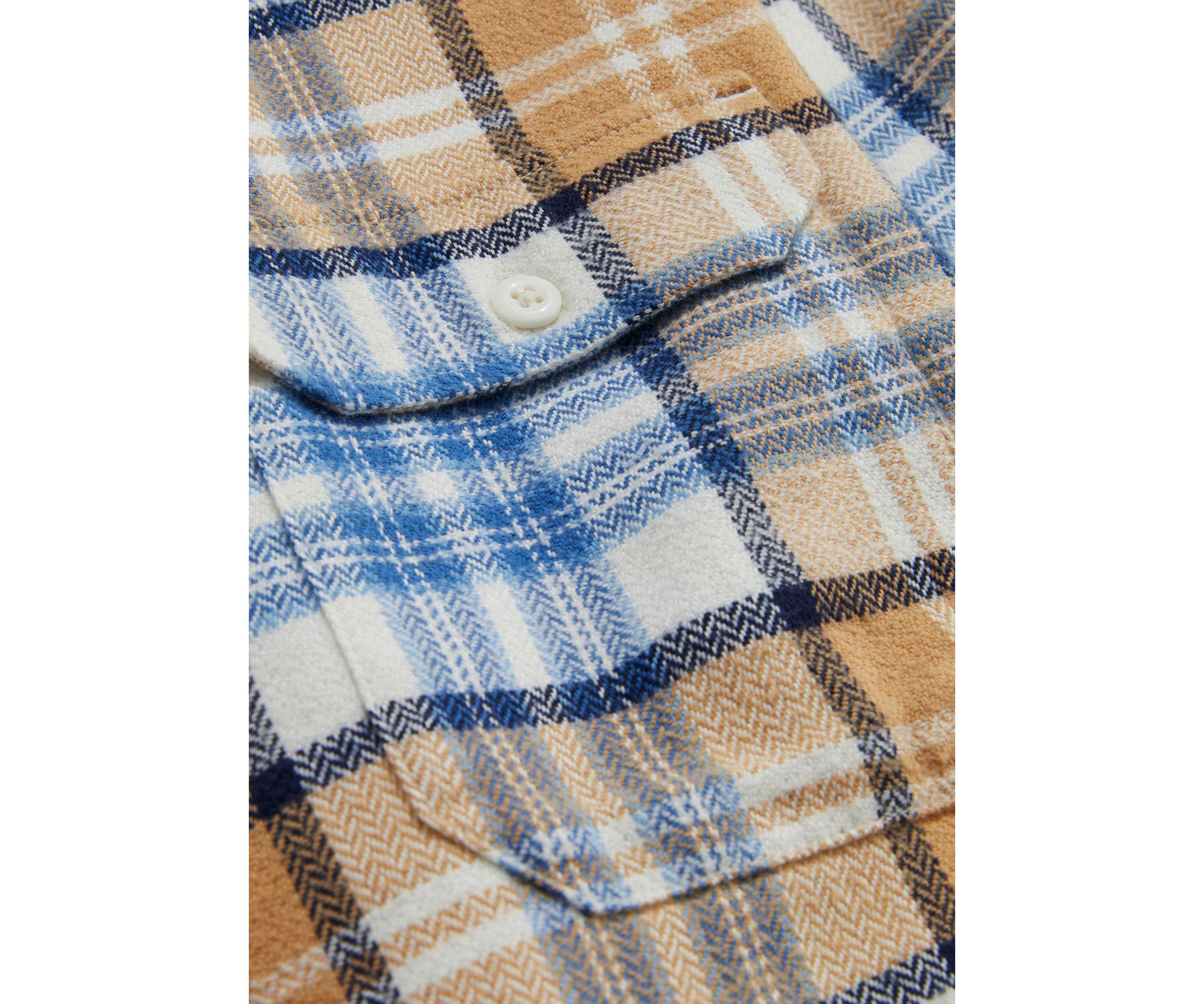 Mens Plaid Herringbone Flannel Work Shirt