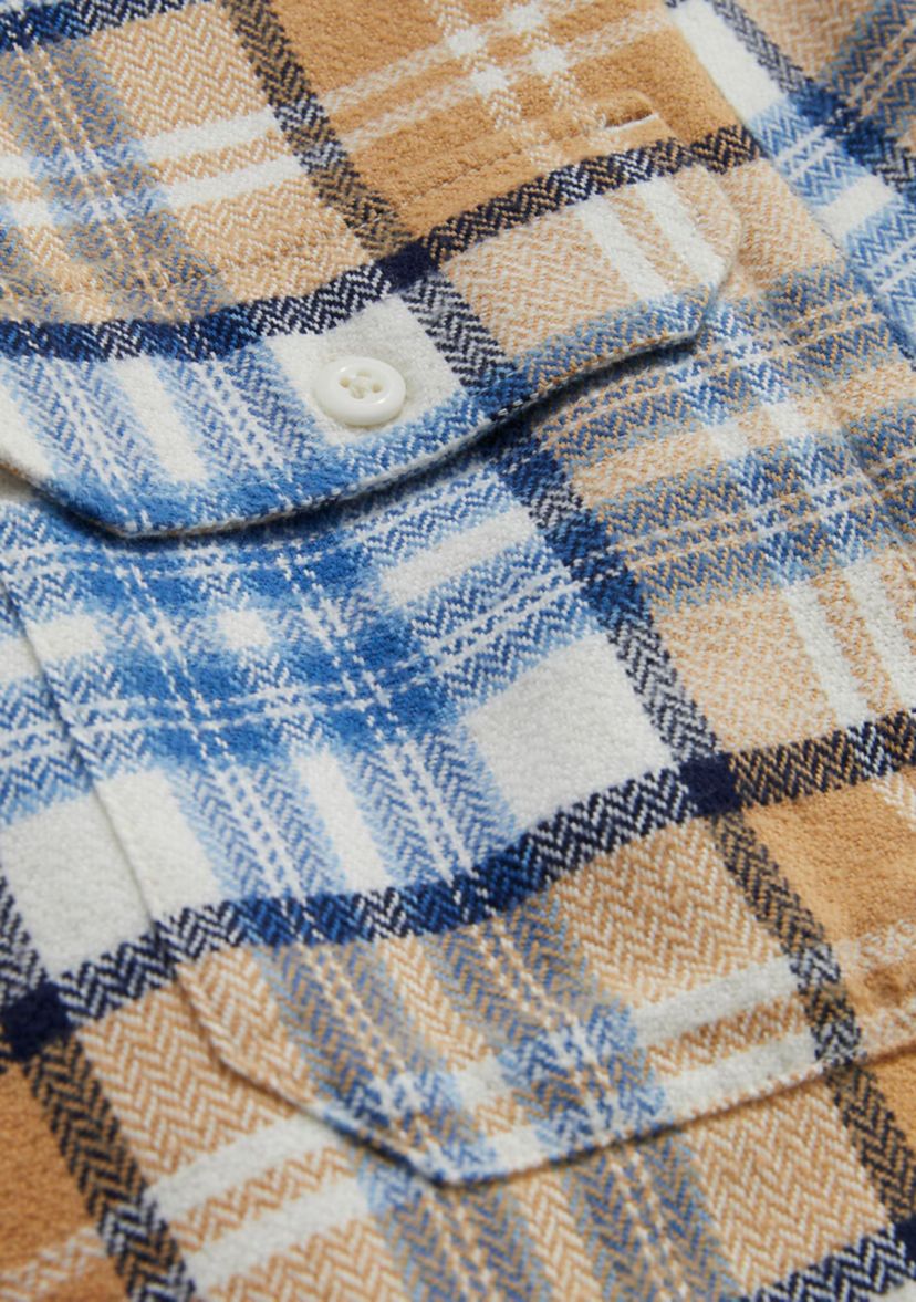 Mens Plaid Herringbone Flannel Work Shirt