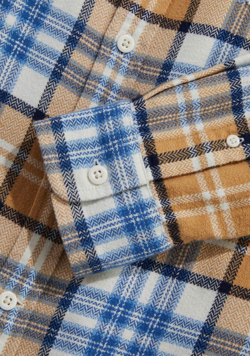 Mens Plaid Herringbone Flannel Work Shirt