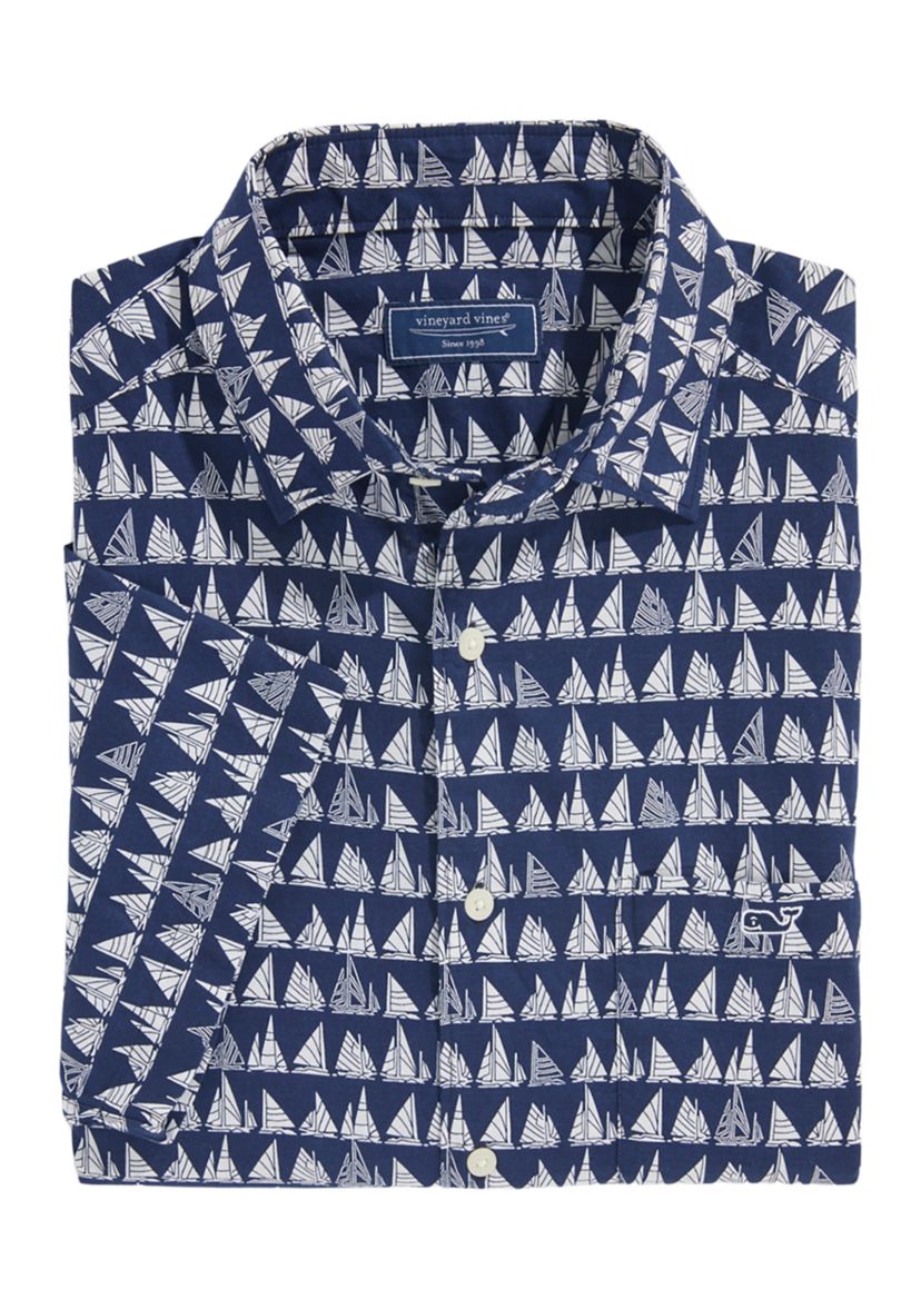 Mens Cotton Short Sleeve Boat Parade Shirt