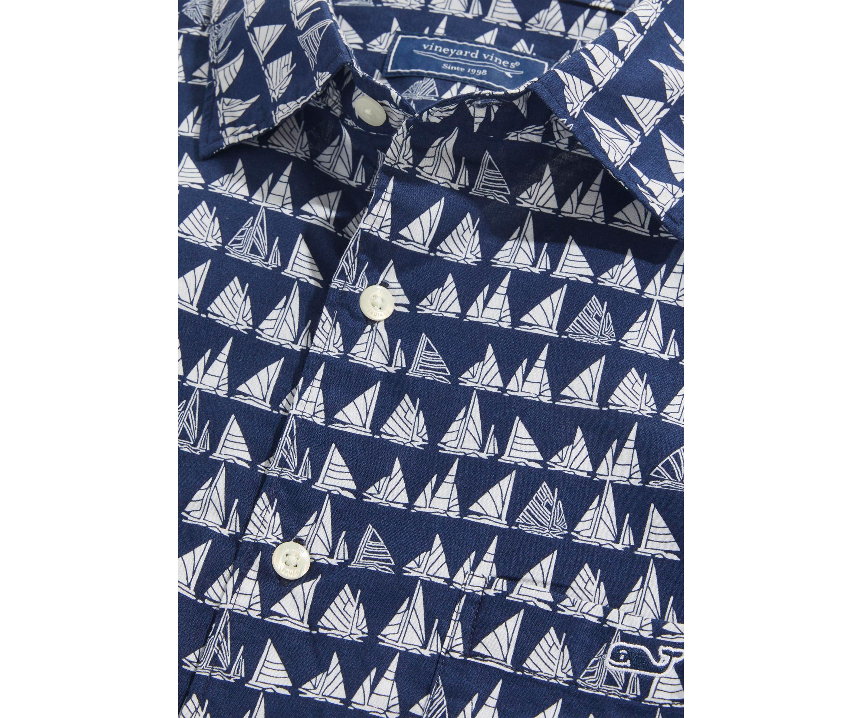 Mens Cotton Short Sleeve Boat Parade Shirt