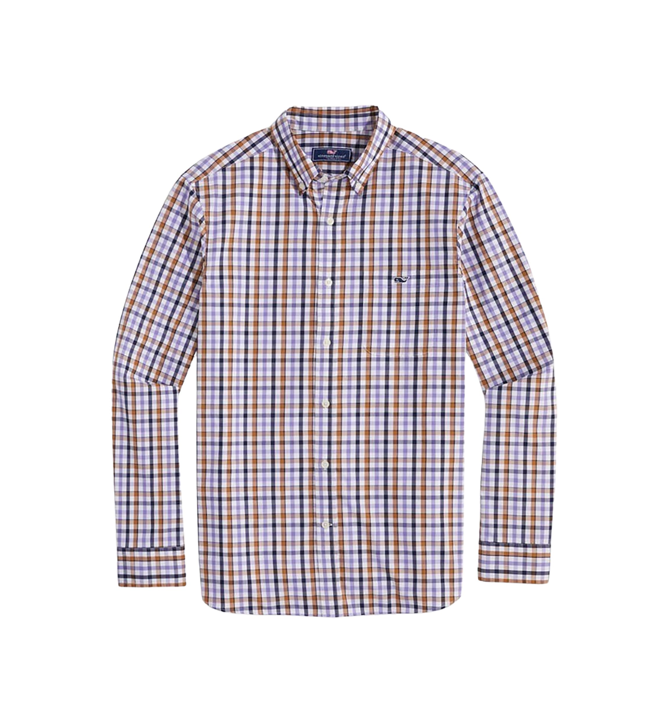 Mens Multi Tattersall Stretch Poplin Shirt