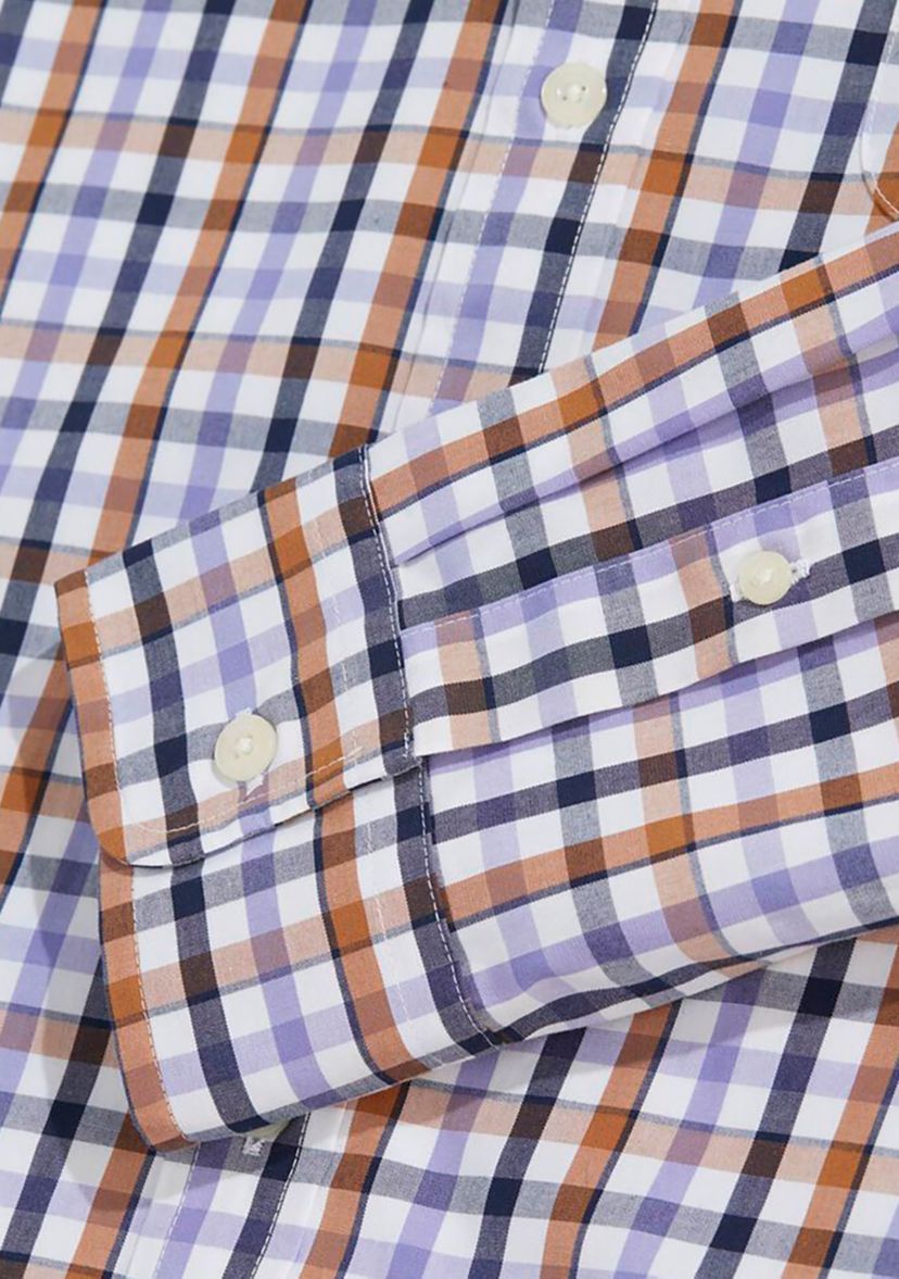 Mens Multi Tattersall Stretch Poplin Shirt
