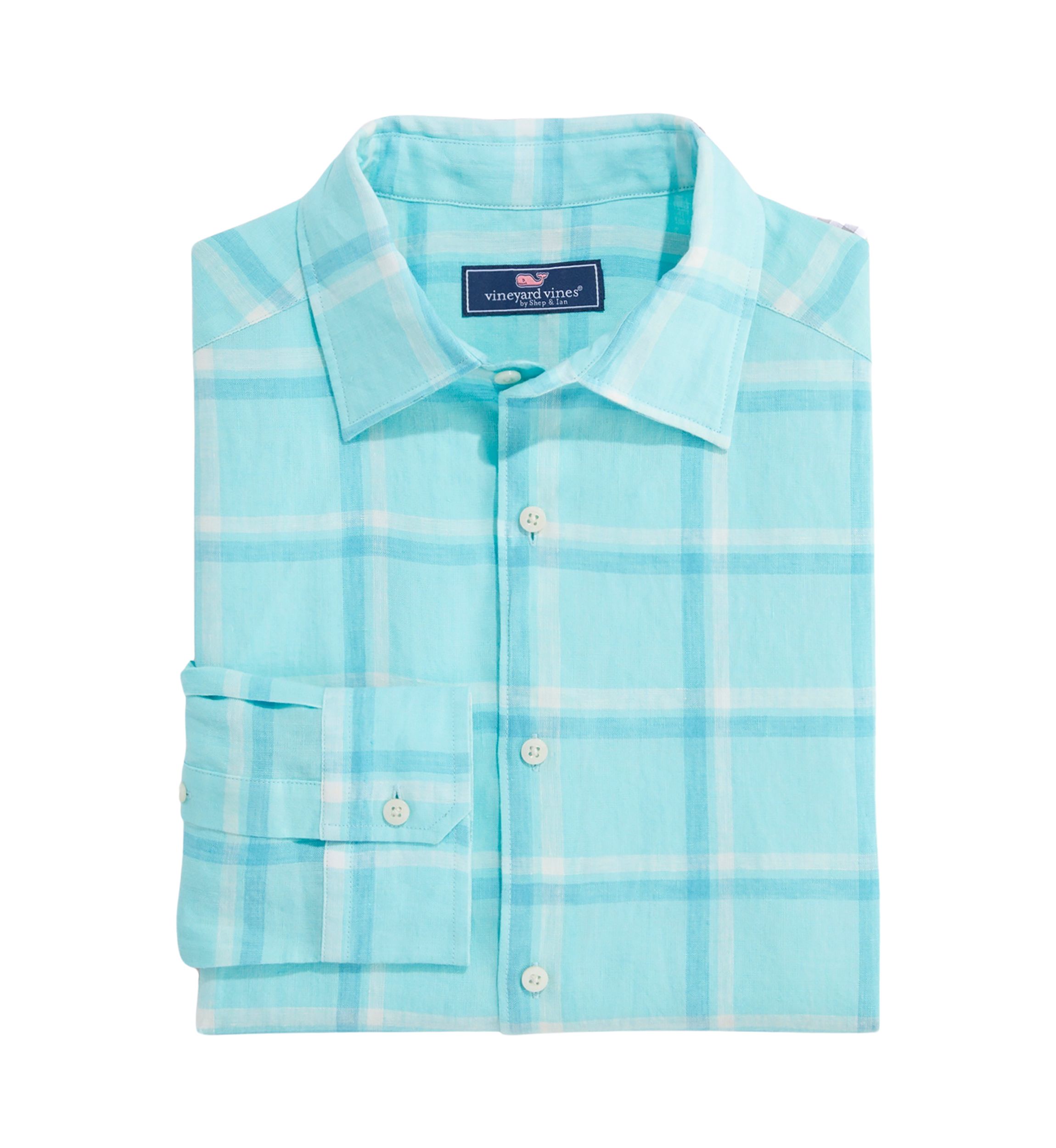 Plaid Linen Bendback Tisbury Shirt