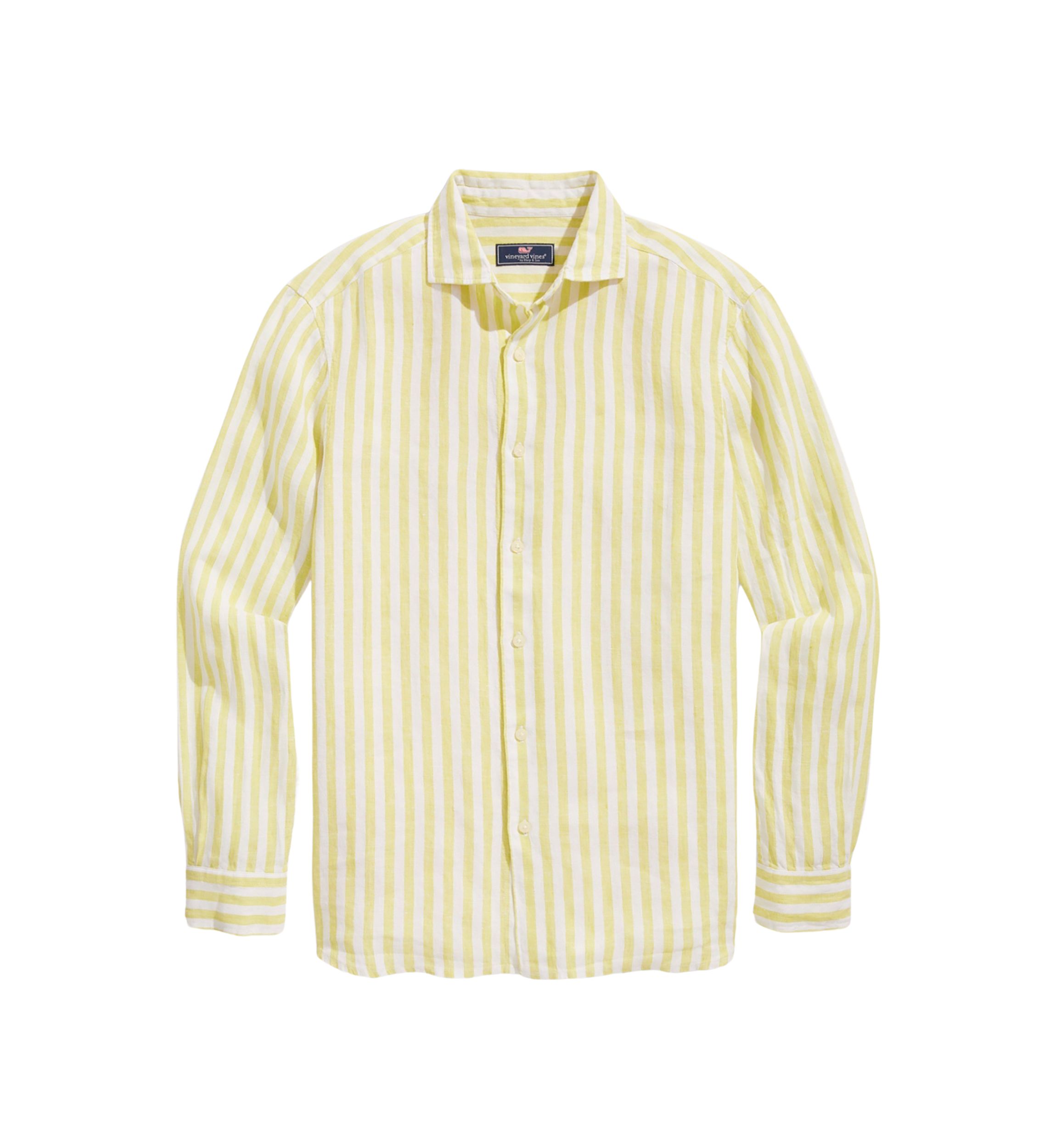 Mens Stripe Linen Bendback Tisbury Shirt