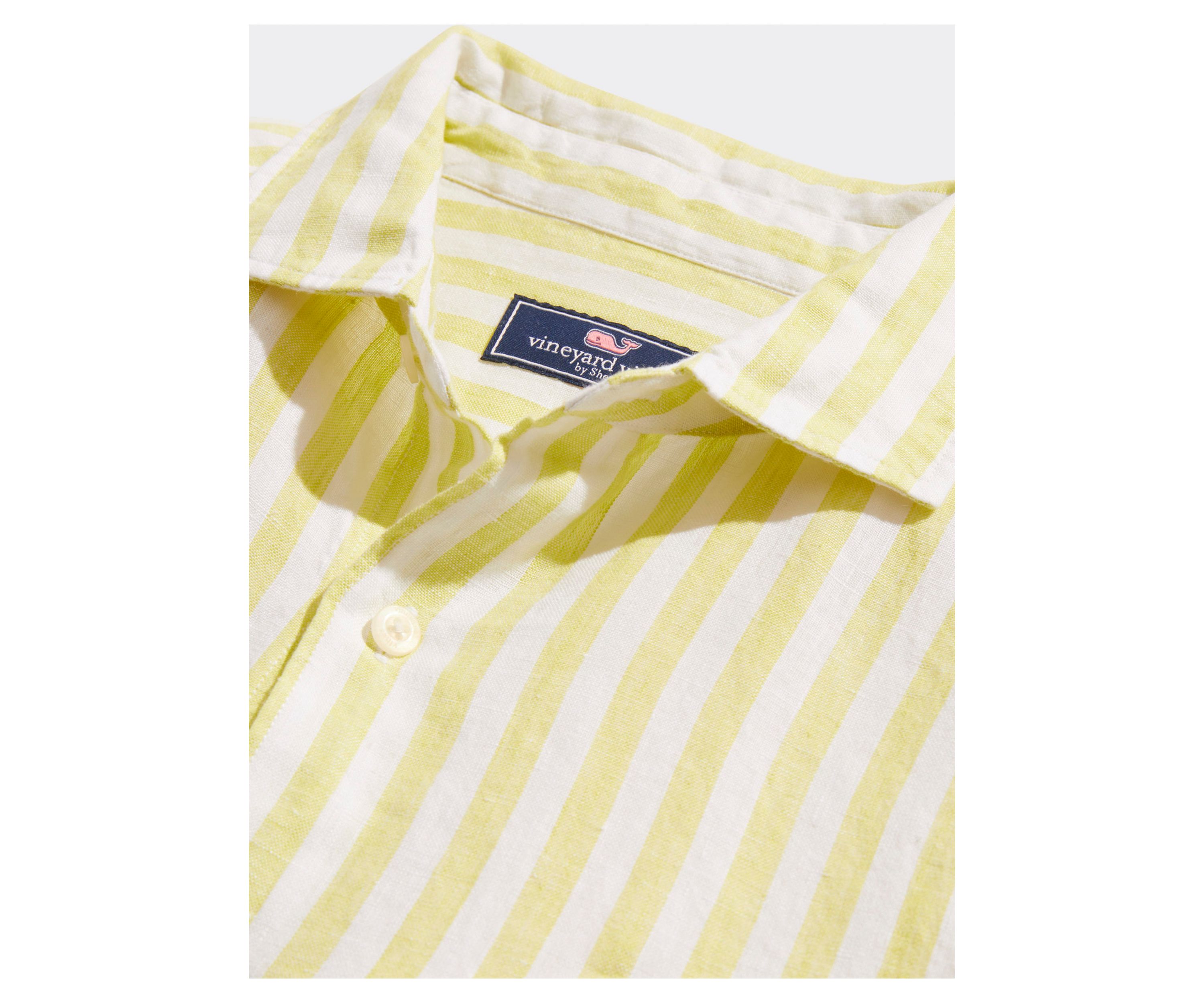 Mens Stripe Linen Bendback Tisbury Shirt