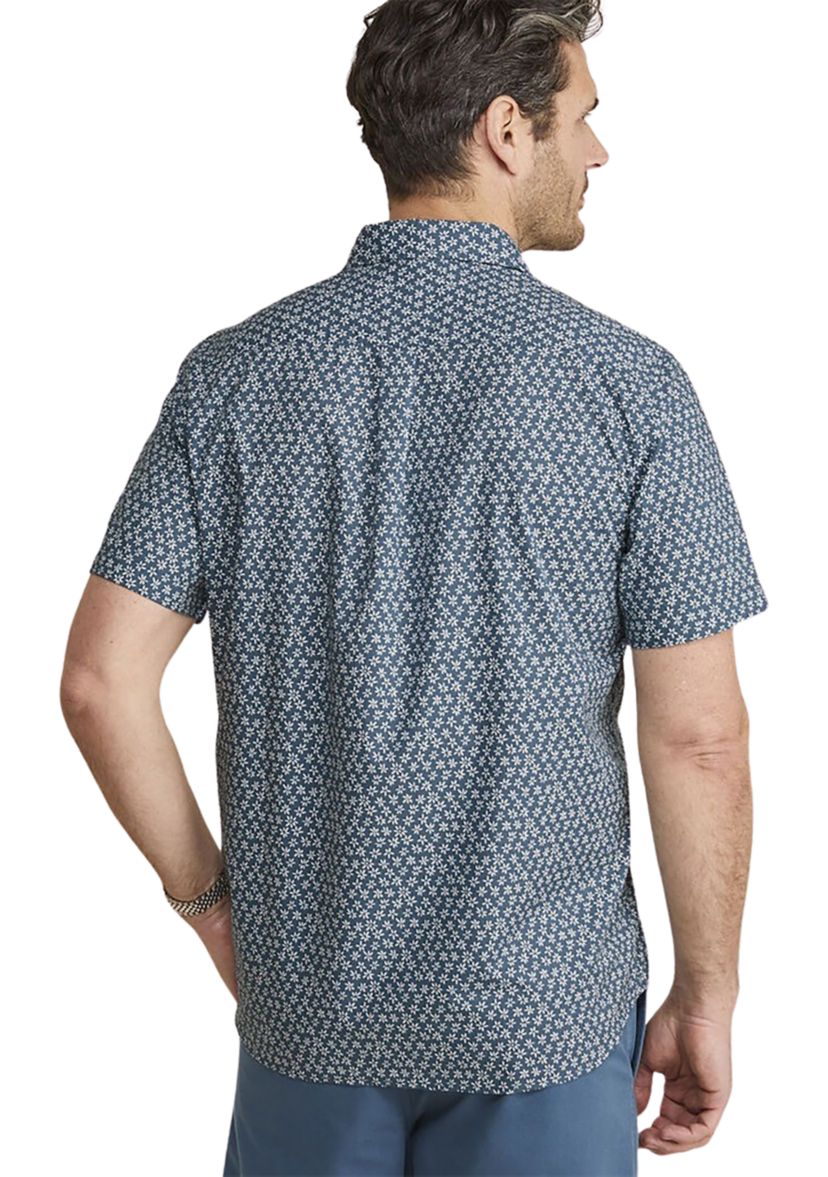 Cotton Short-Sleeve Micro Floral Shirt