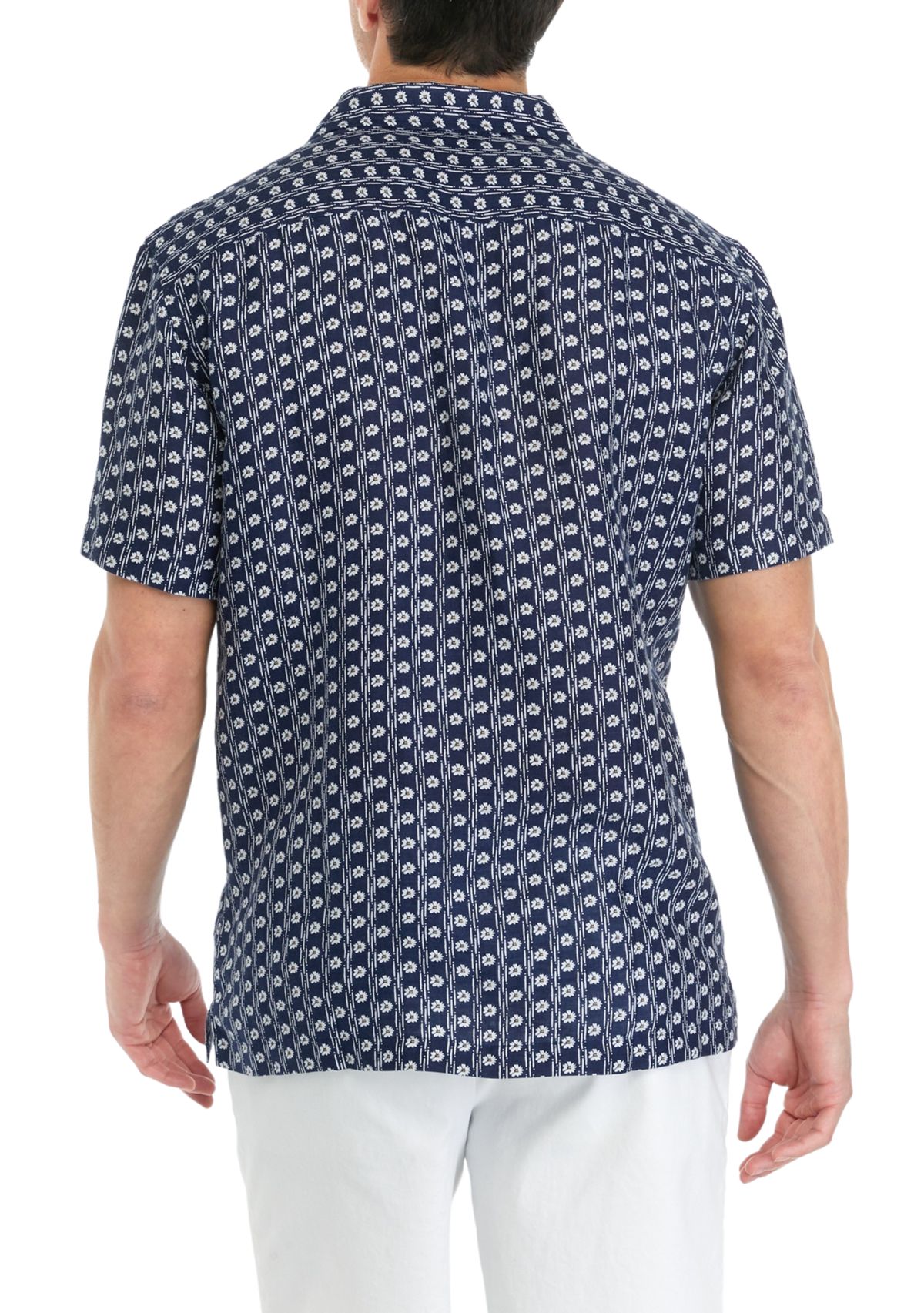 Mens Floral Border Short Sleeve Cabana Shirt