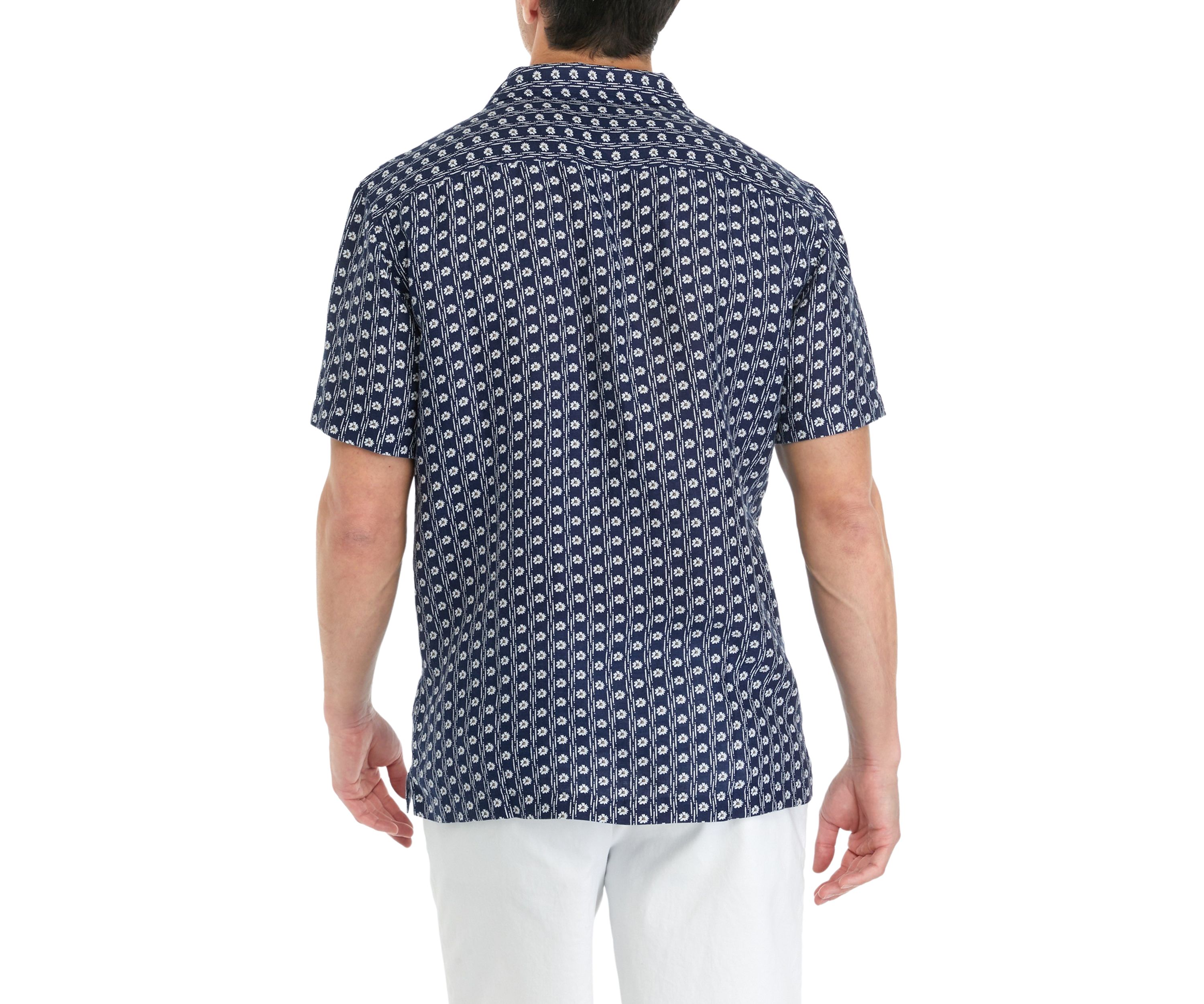 Mens Floral Border Short Sleeve Cabana Shirt