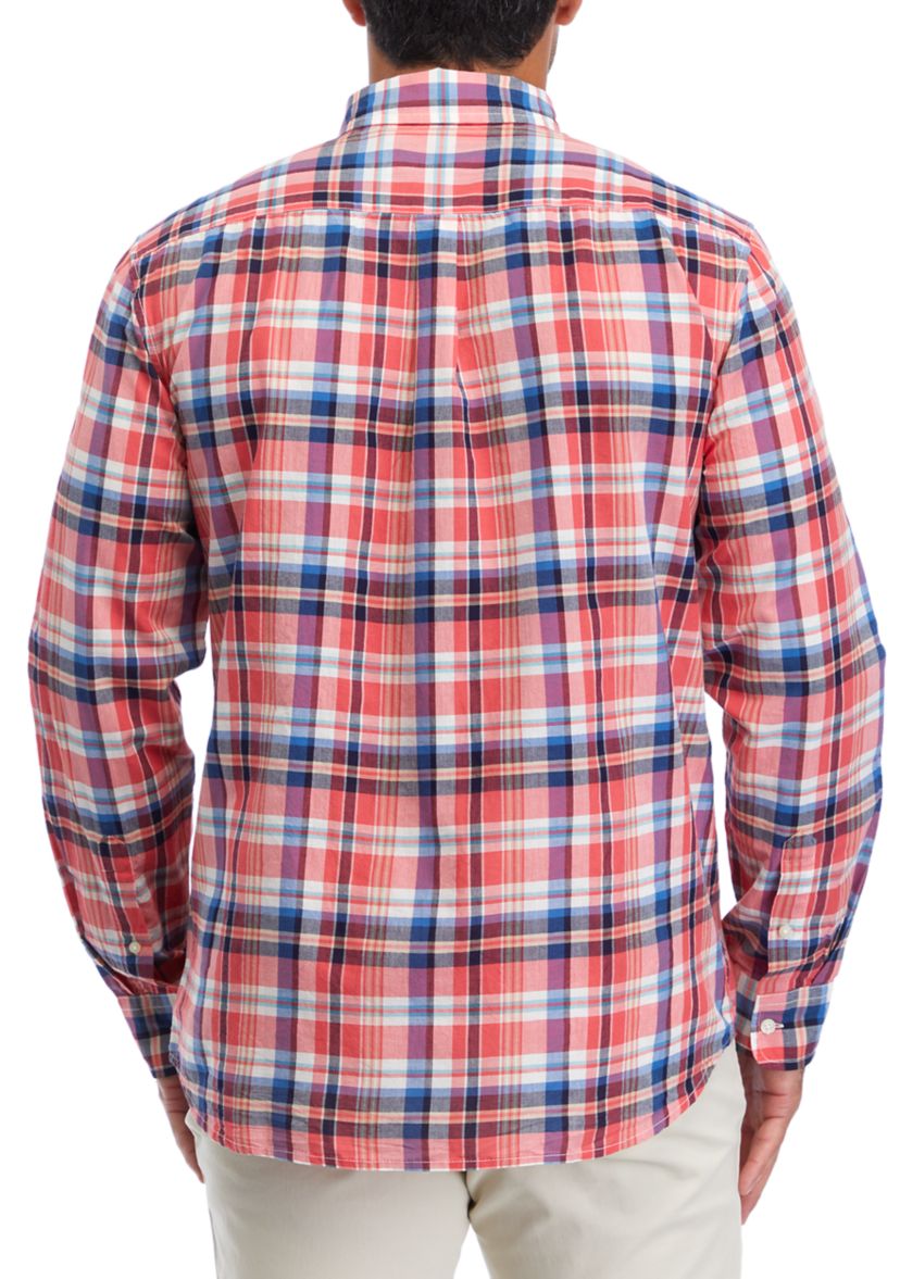 Mens Plaid Madras Whale Shirt