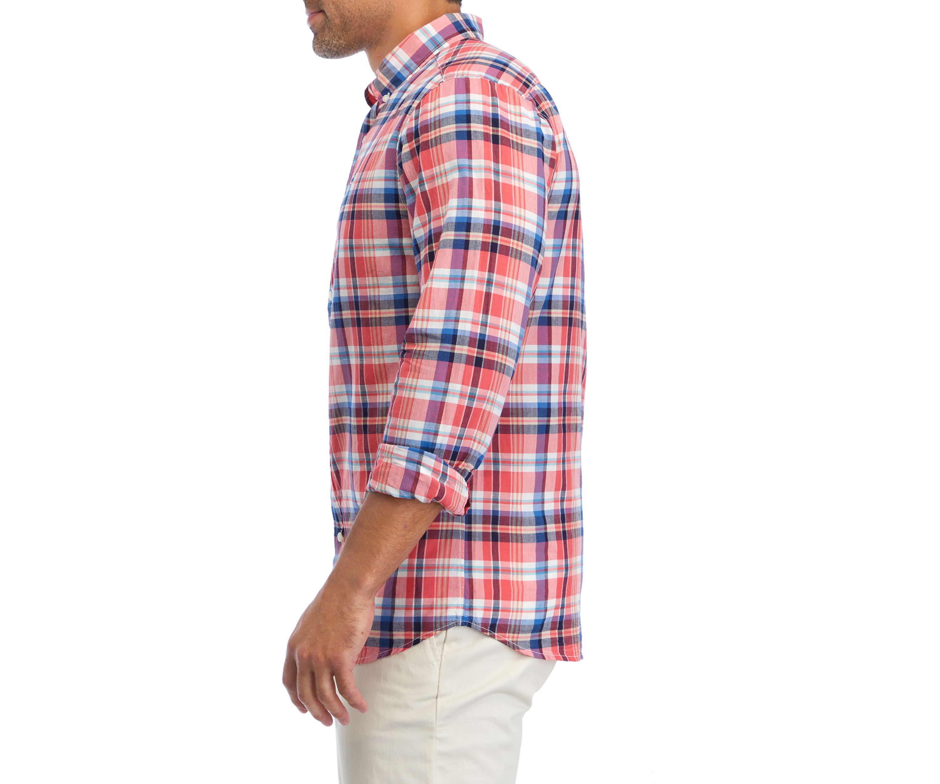 Mens Plaid Madras Whale Shirt