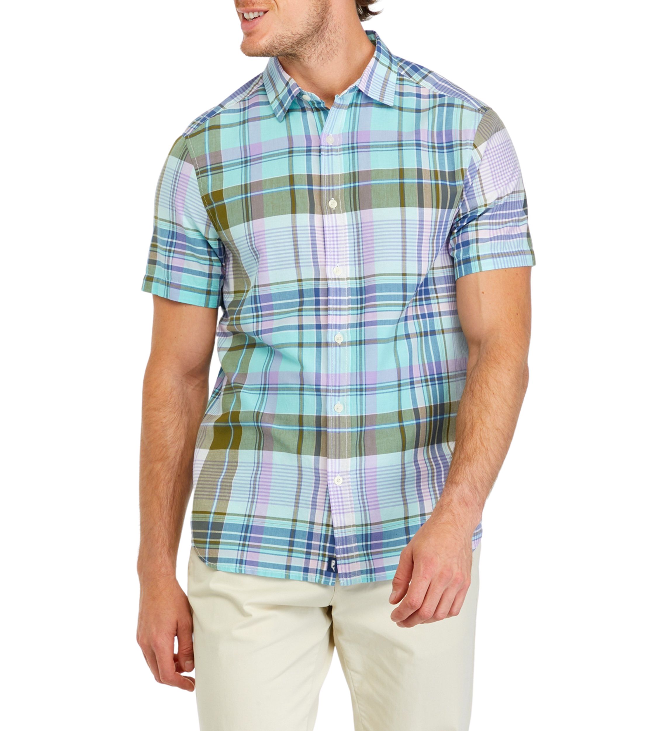 Mens Cotton Madras Plaid Shirt