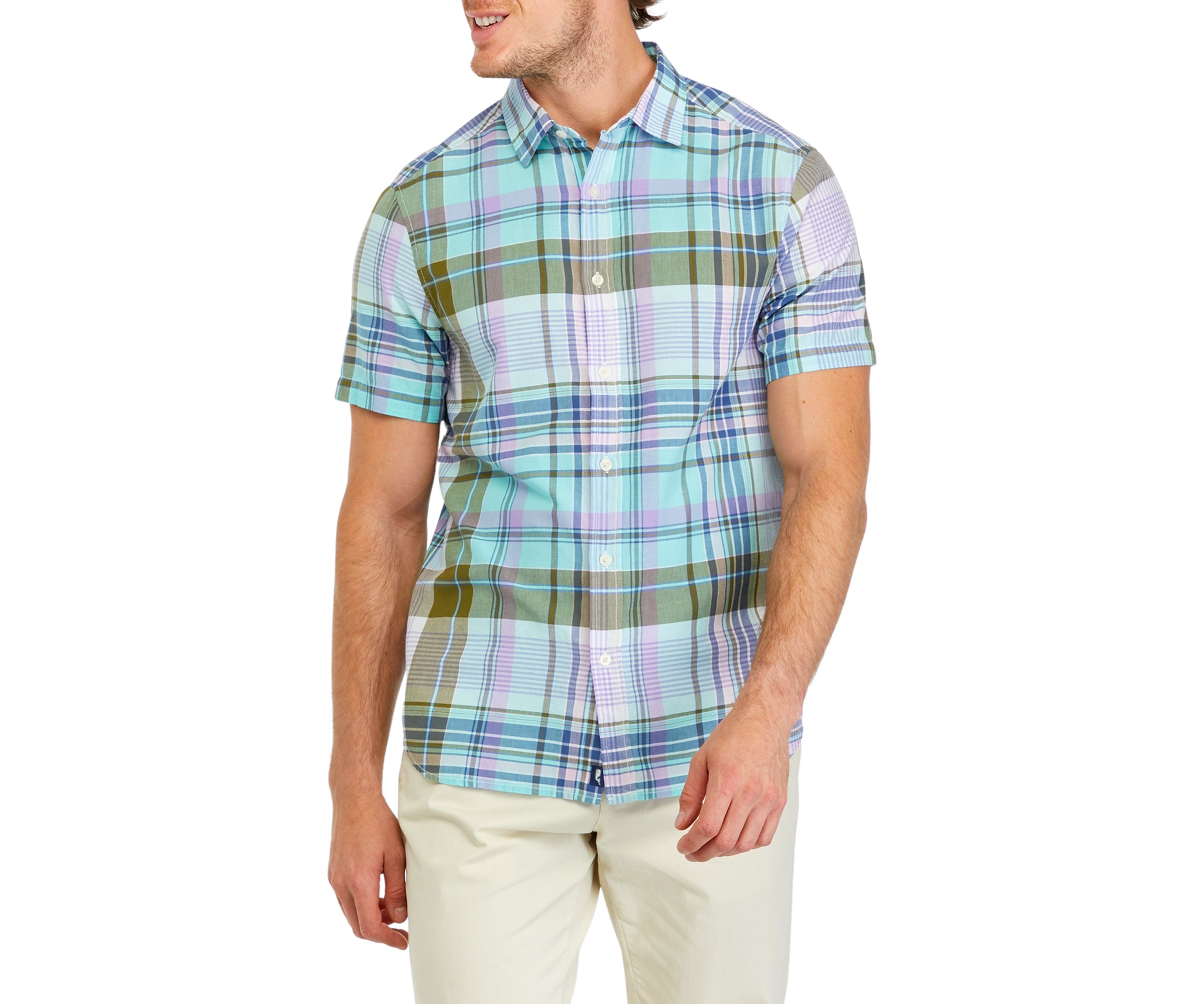 Mens Cotton Madras Plaid Shirt