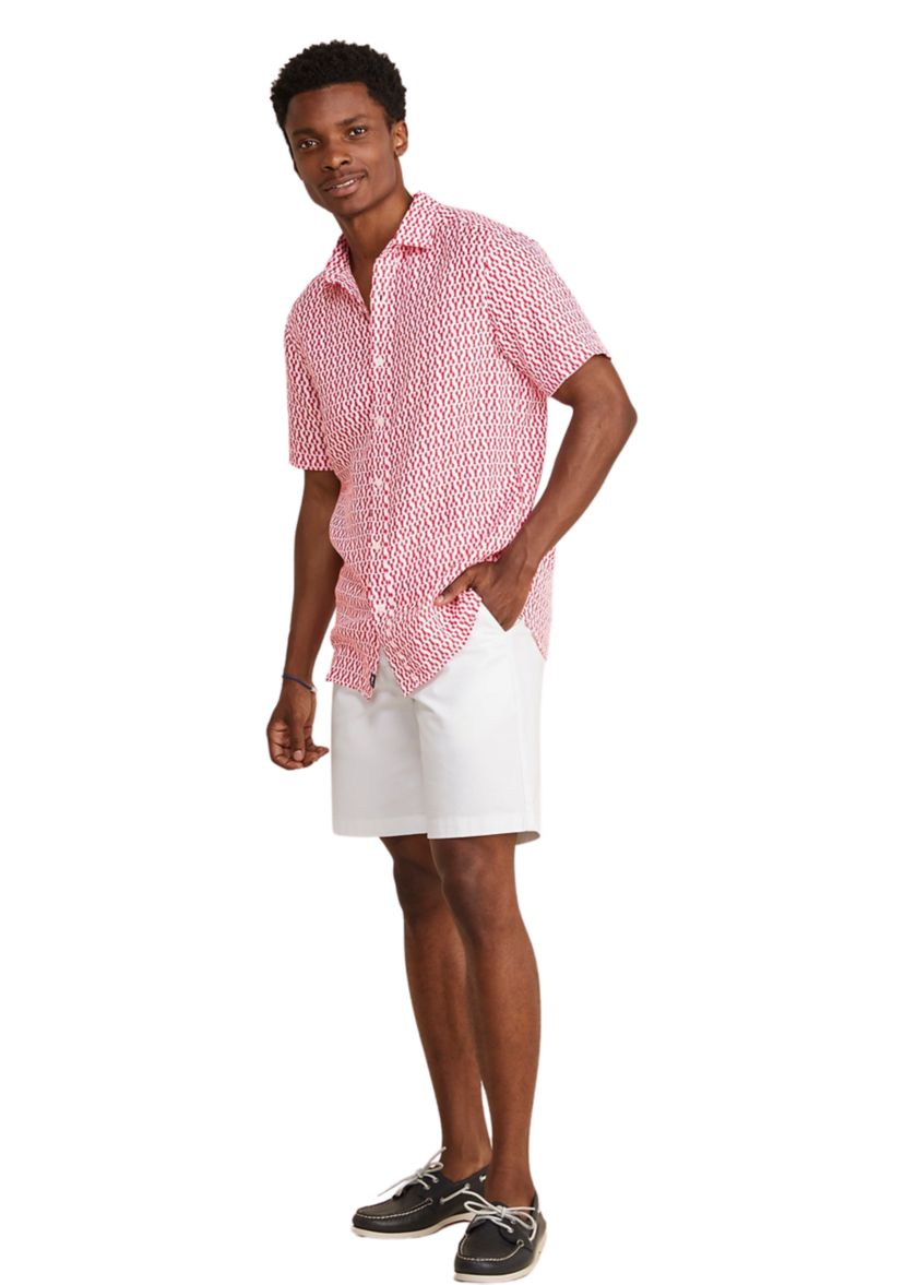 Mens Micro Lobster Printed Linen Short Sleeve Shirt