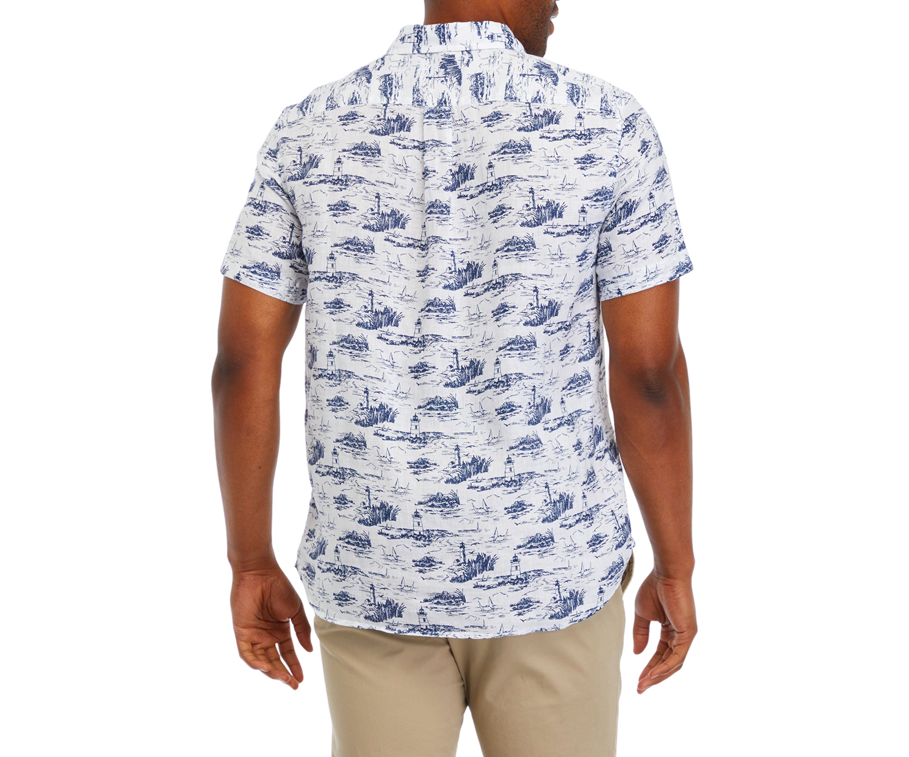 Mens Ocean View Toile Linen Short Sleeve Shirt