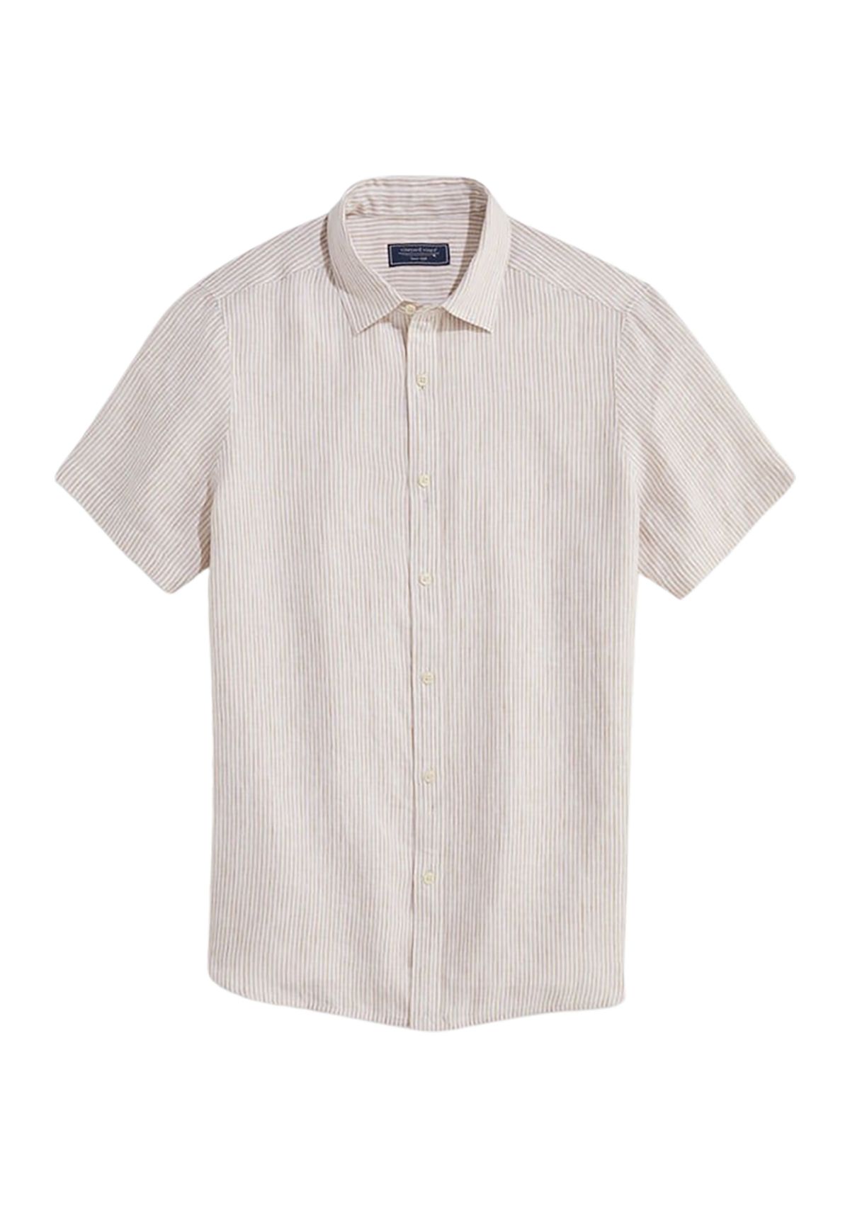 Linen Short-Sleeve Stripe Shirt