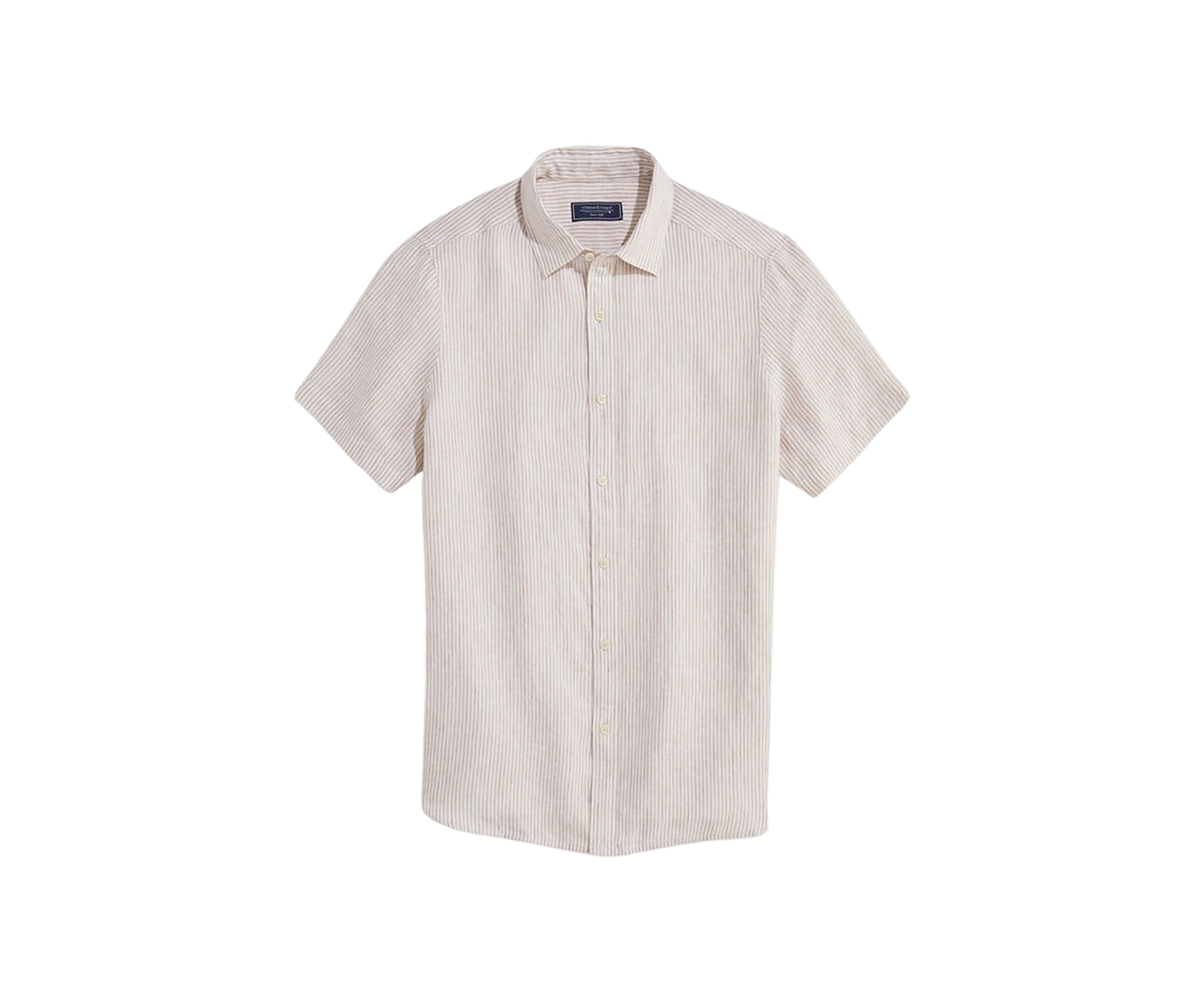 Linen Short-Sleeve Stripe Shirt