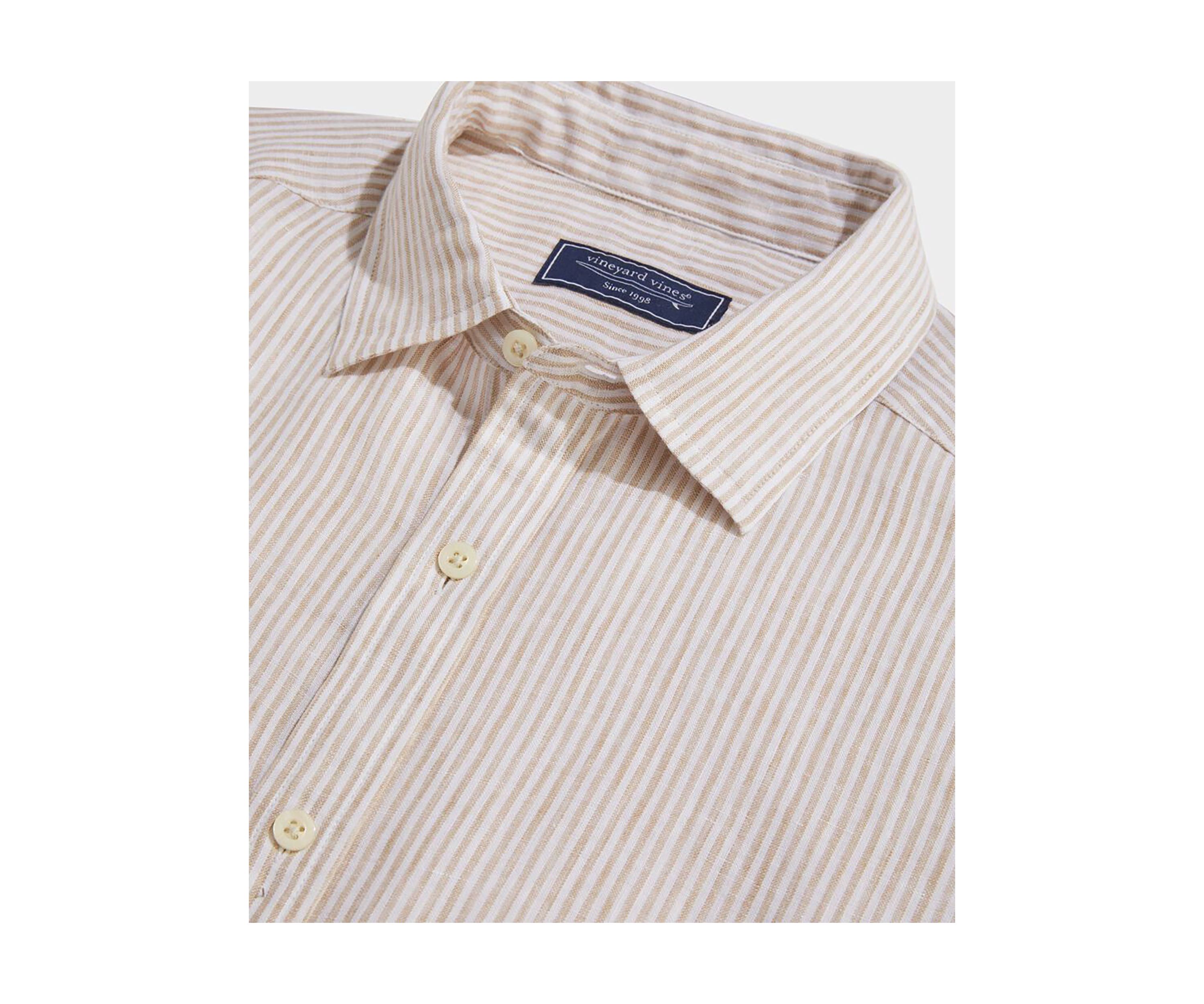 Linen Short-Sleeve Stripe Shirt