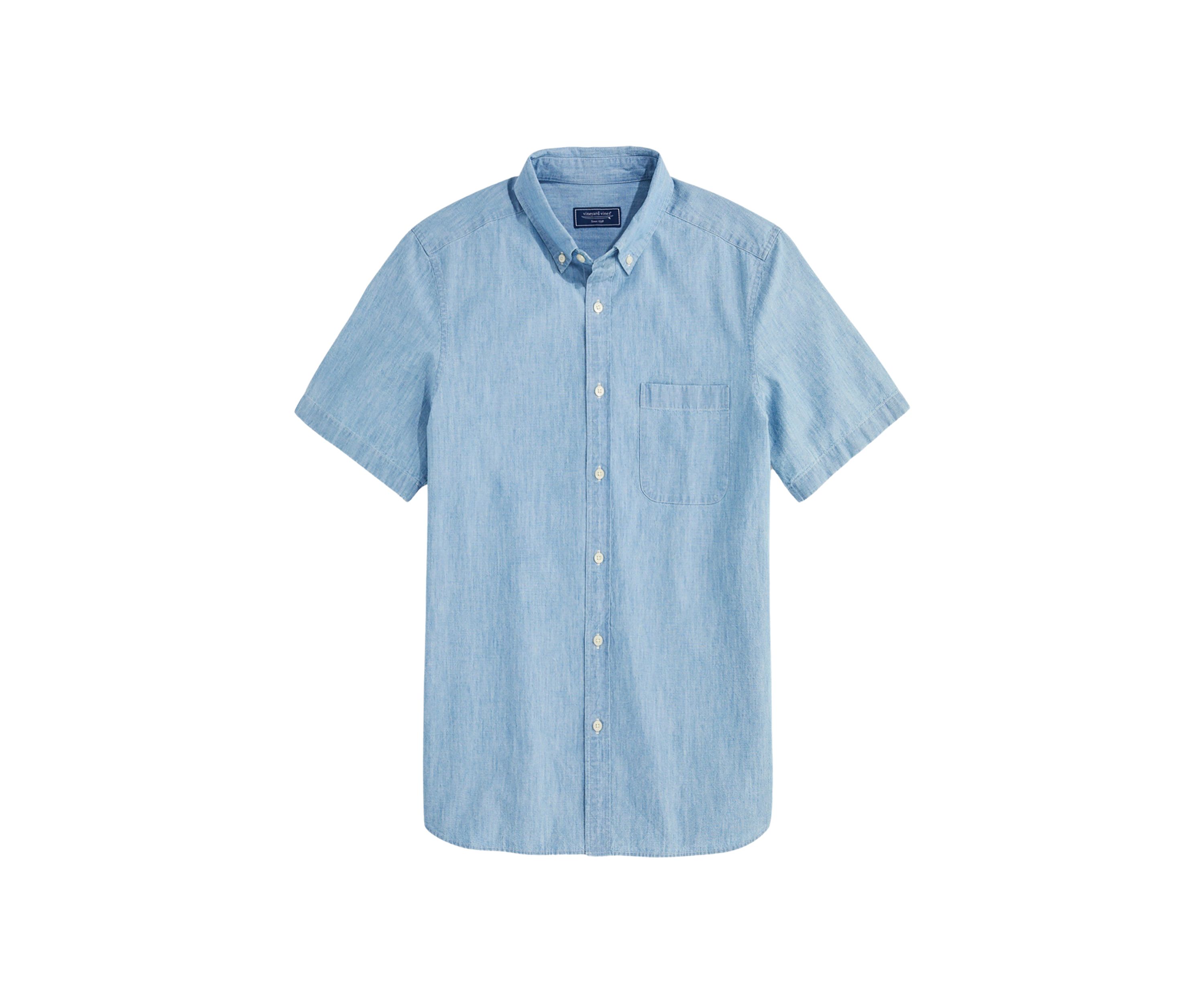 Mens Chambray Short Sleeve Shirt