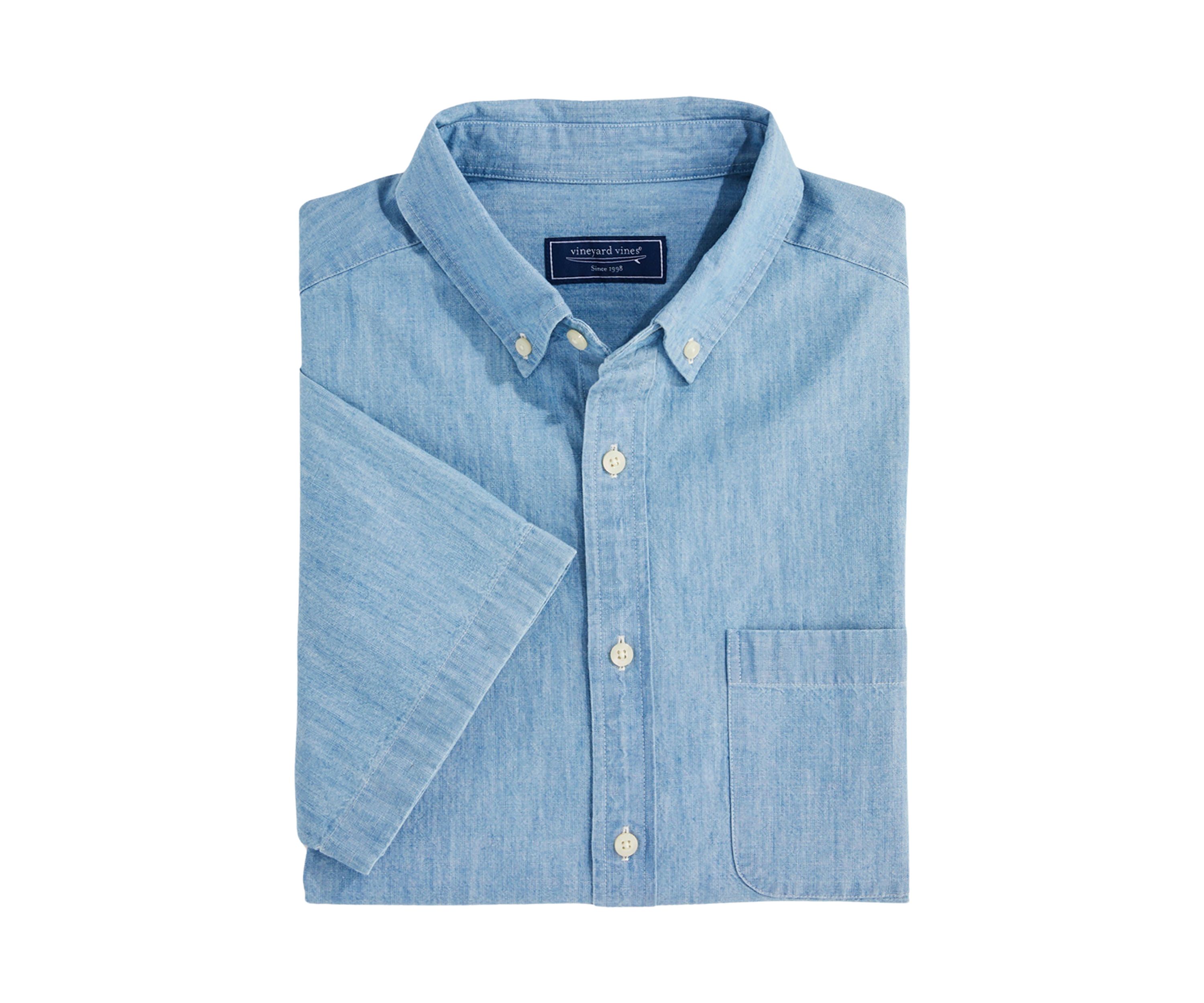 Mens Chambray Short Sleeve Shirt
