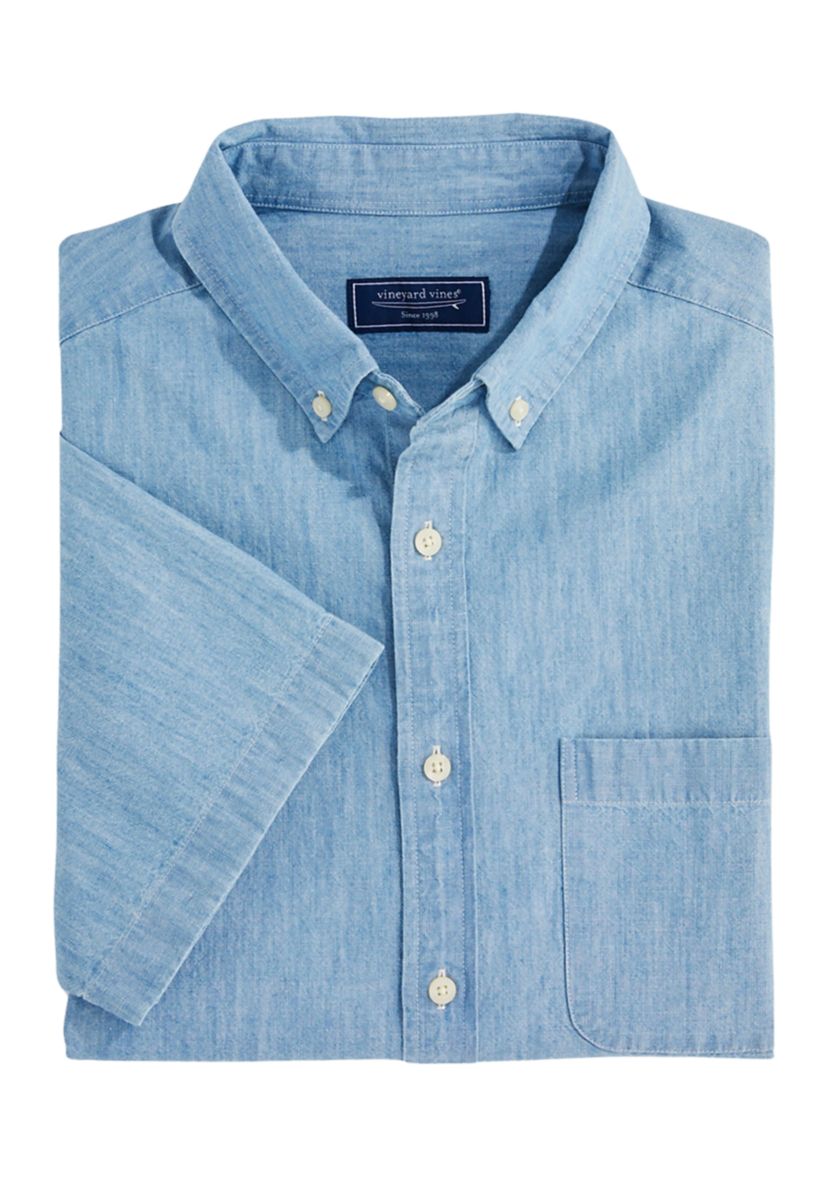 Mens Chambray Short Sleeve Shirt
