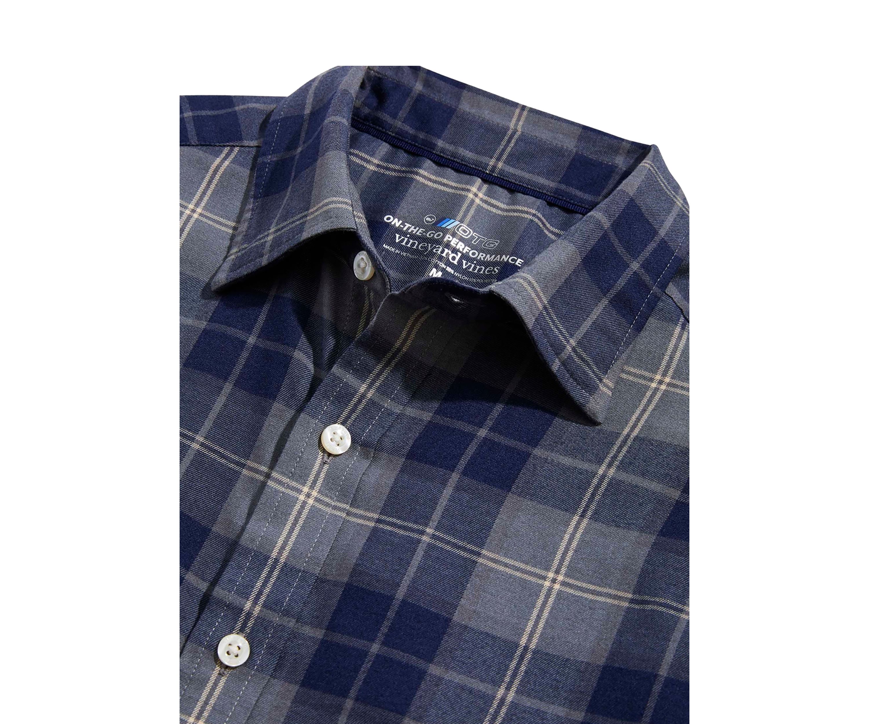 Mens Plaid On the Go Brushed Twill Shirt