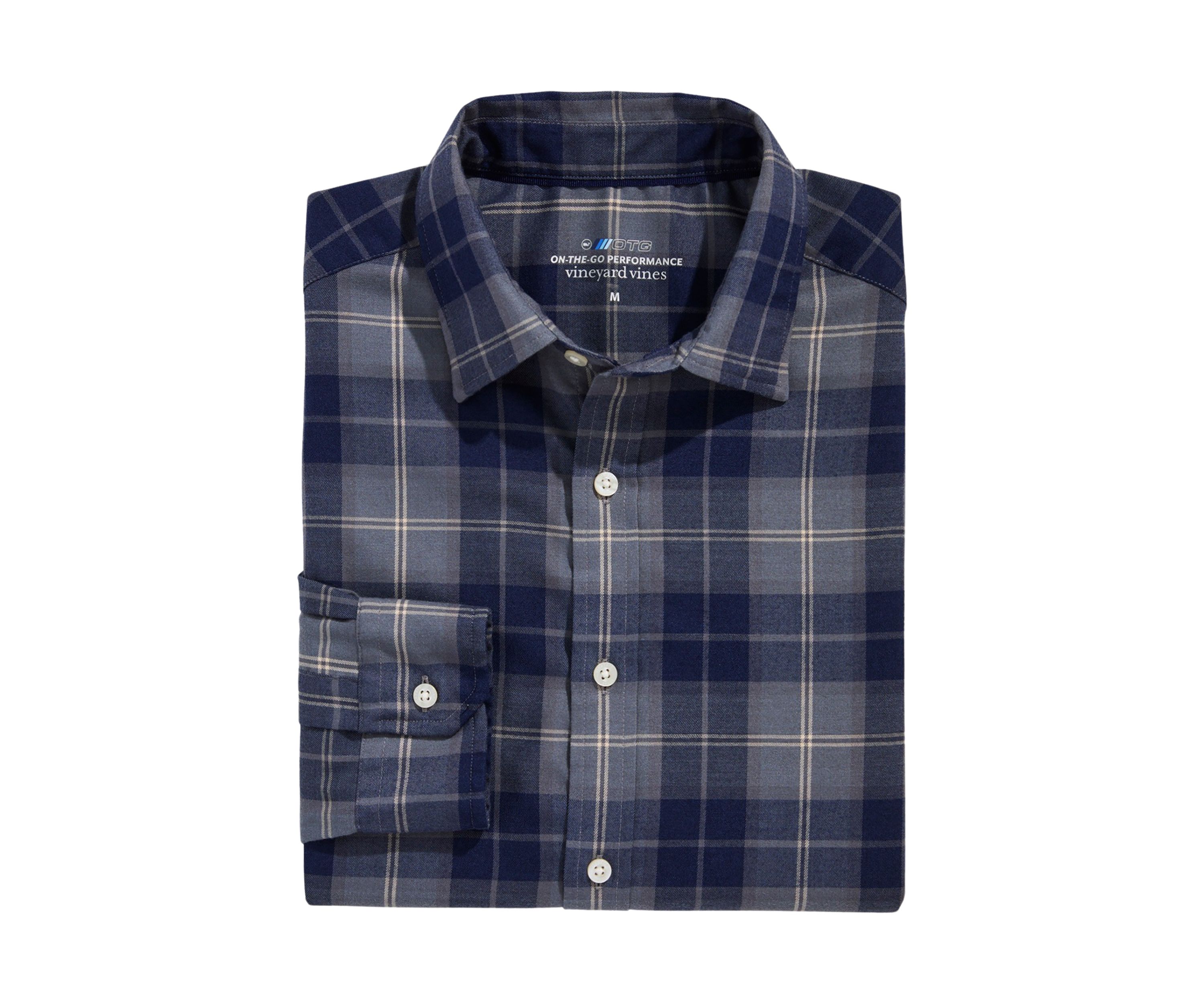 Mens Plaid On the Go Brushed Twill Shirt