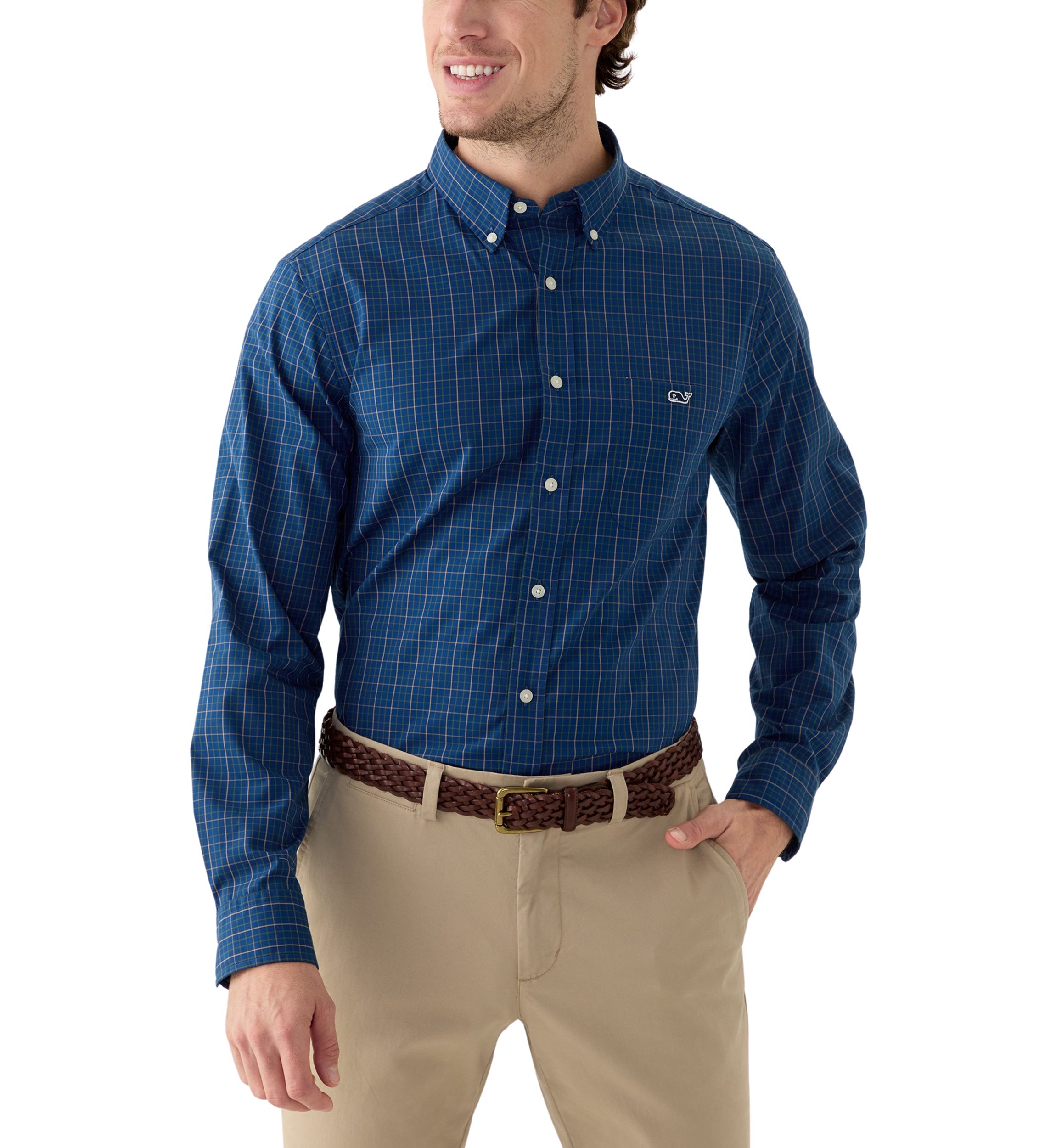 Mens Tattersall Stretch Poplin Shirt