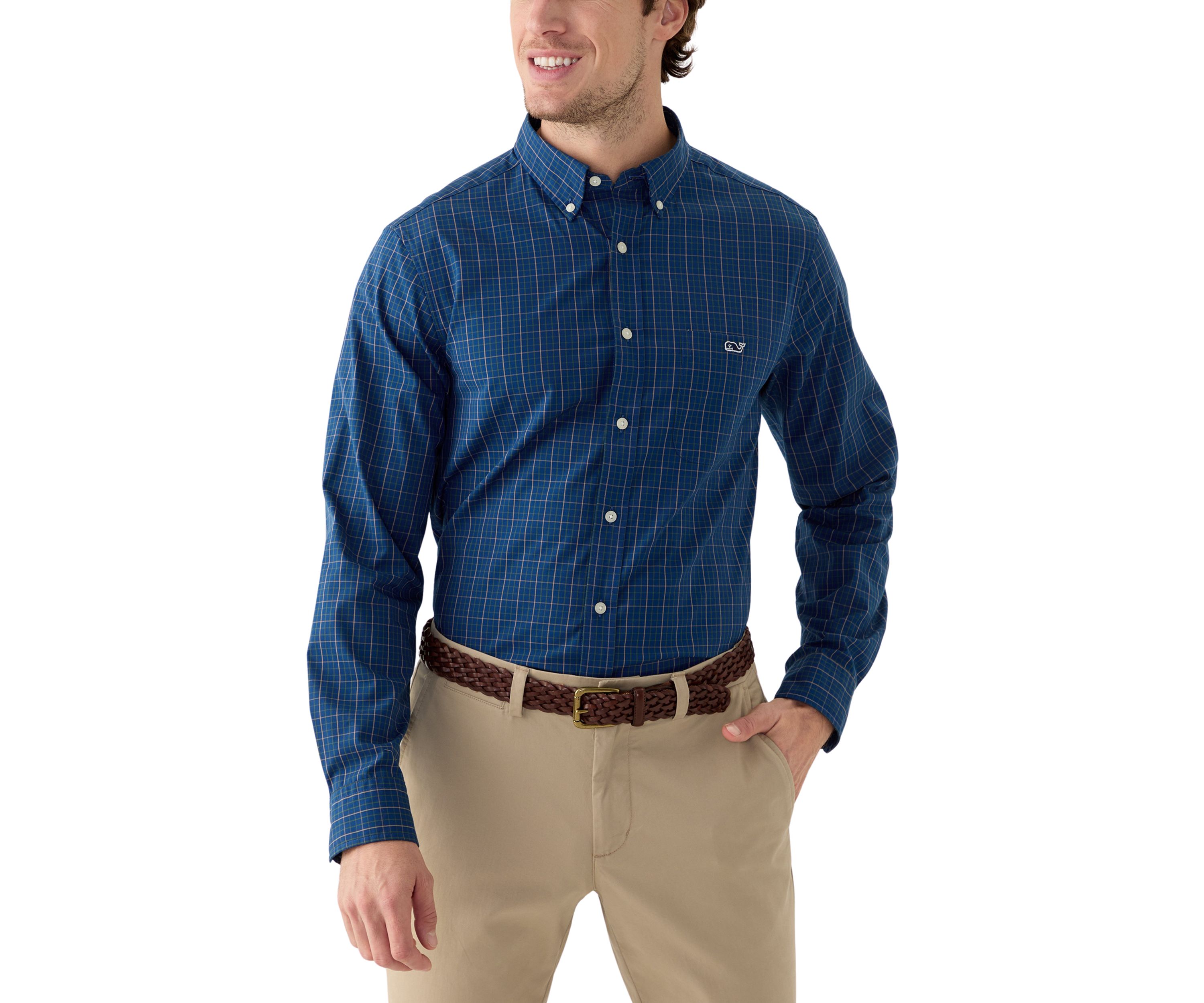 Mens Tattersall Stretch Poplin Shirt