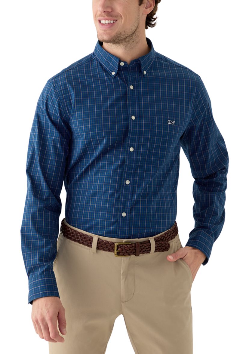 Mens Tattersall Stretch Poplin Shirt