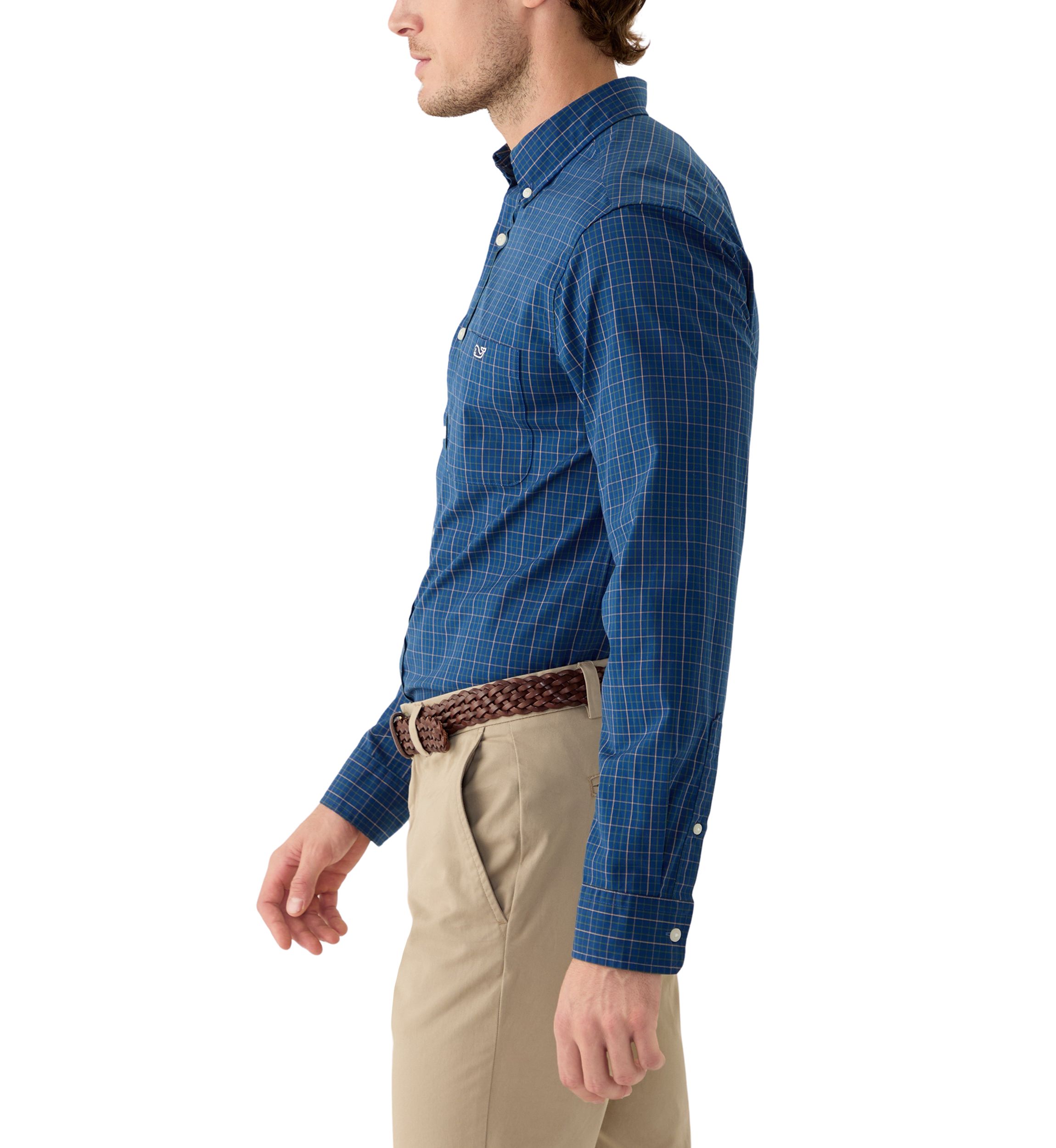 Mens Tattersall Stretch Poplin Shirt