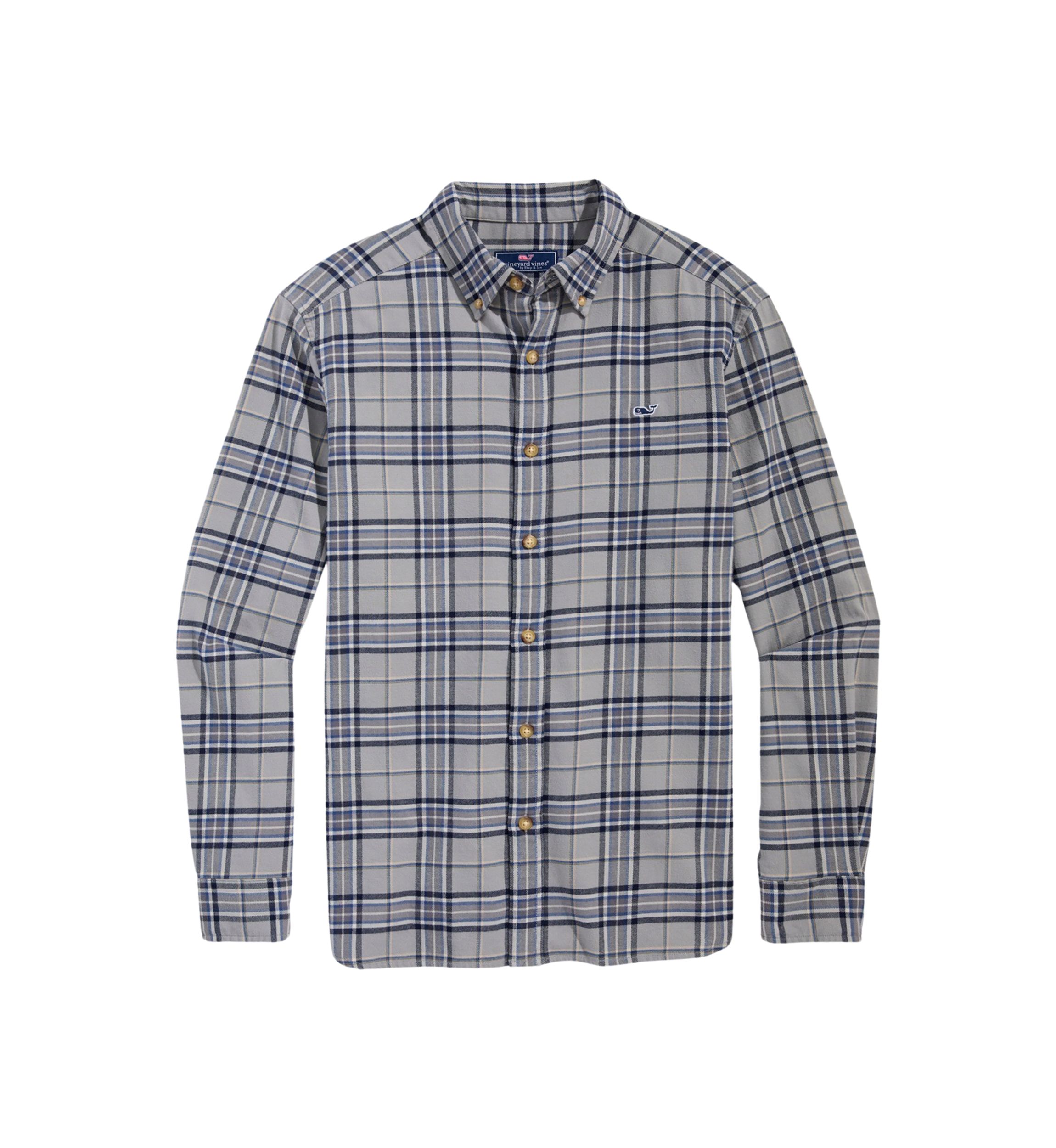 Mens Flannel Plaid Whale Shirt