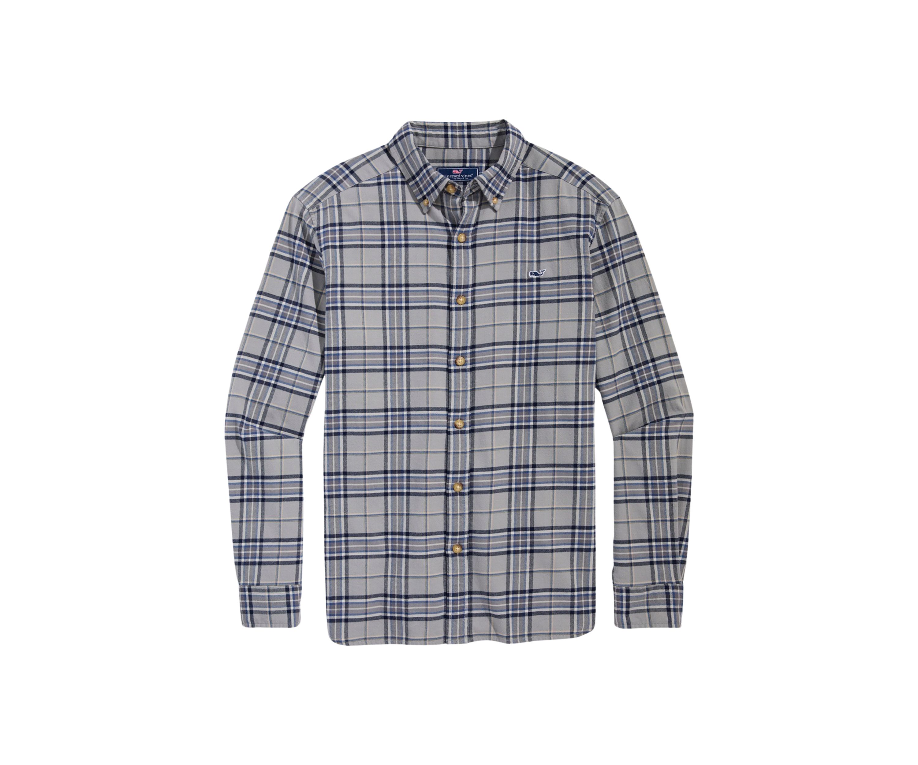 Mens Flannel Plaid Whale Shirt