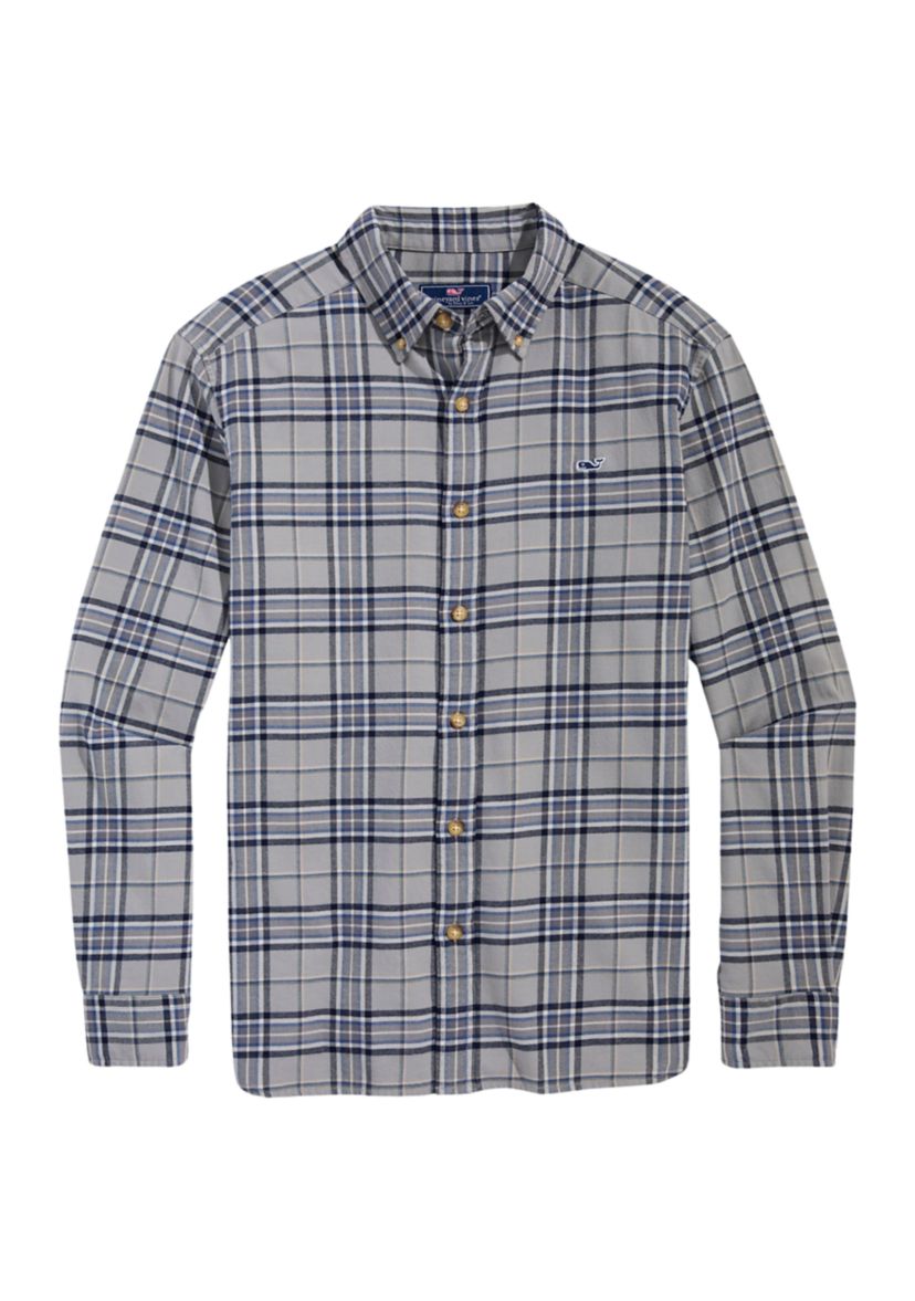 Mens Flannel Plaid Whale Shirt