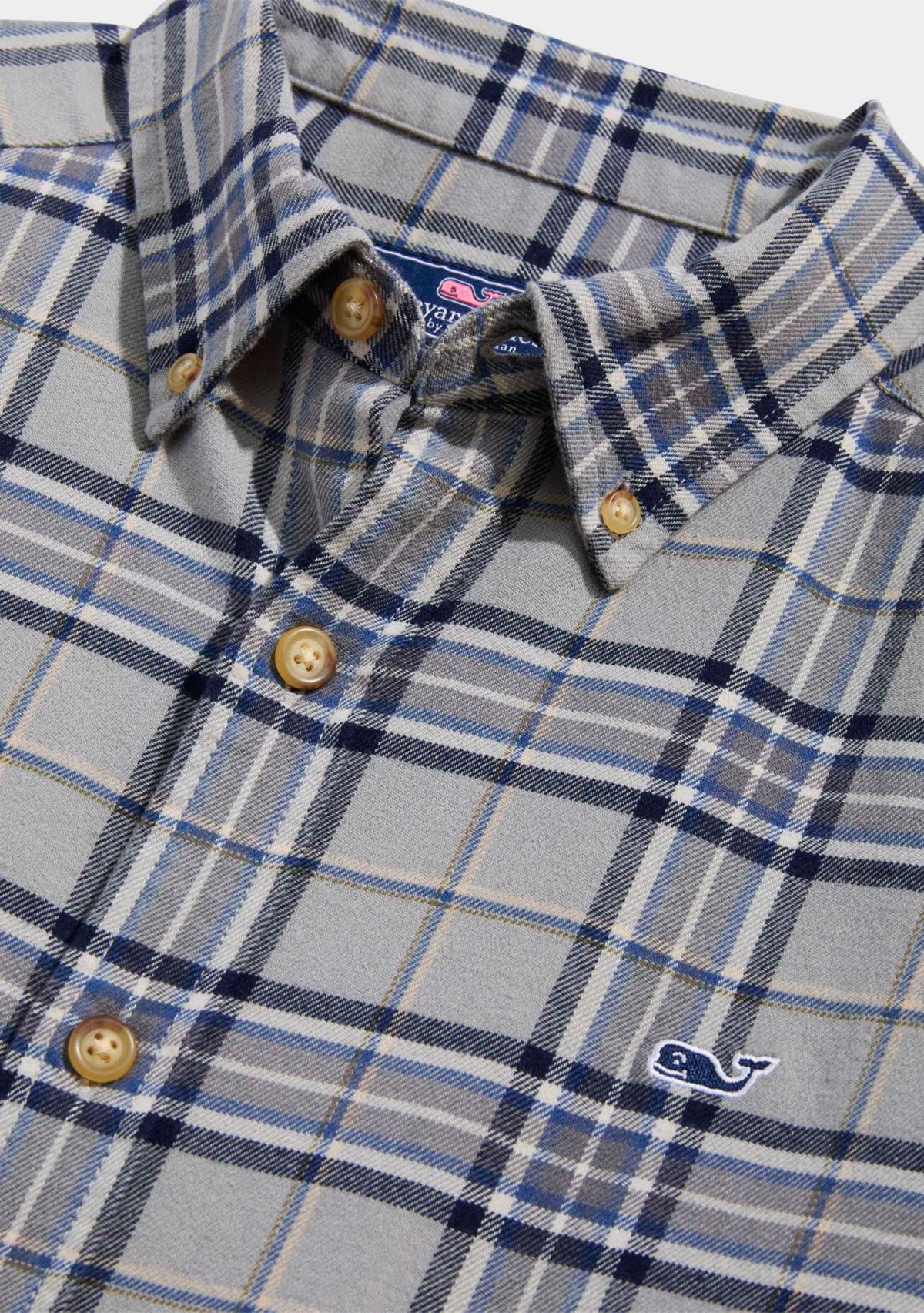 Mens Flannel Plaid Whale Shirt