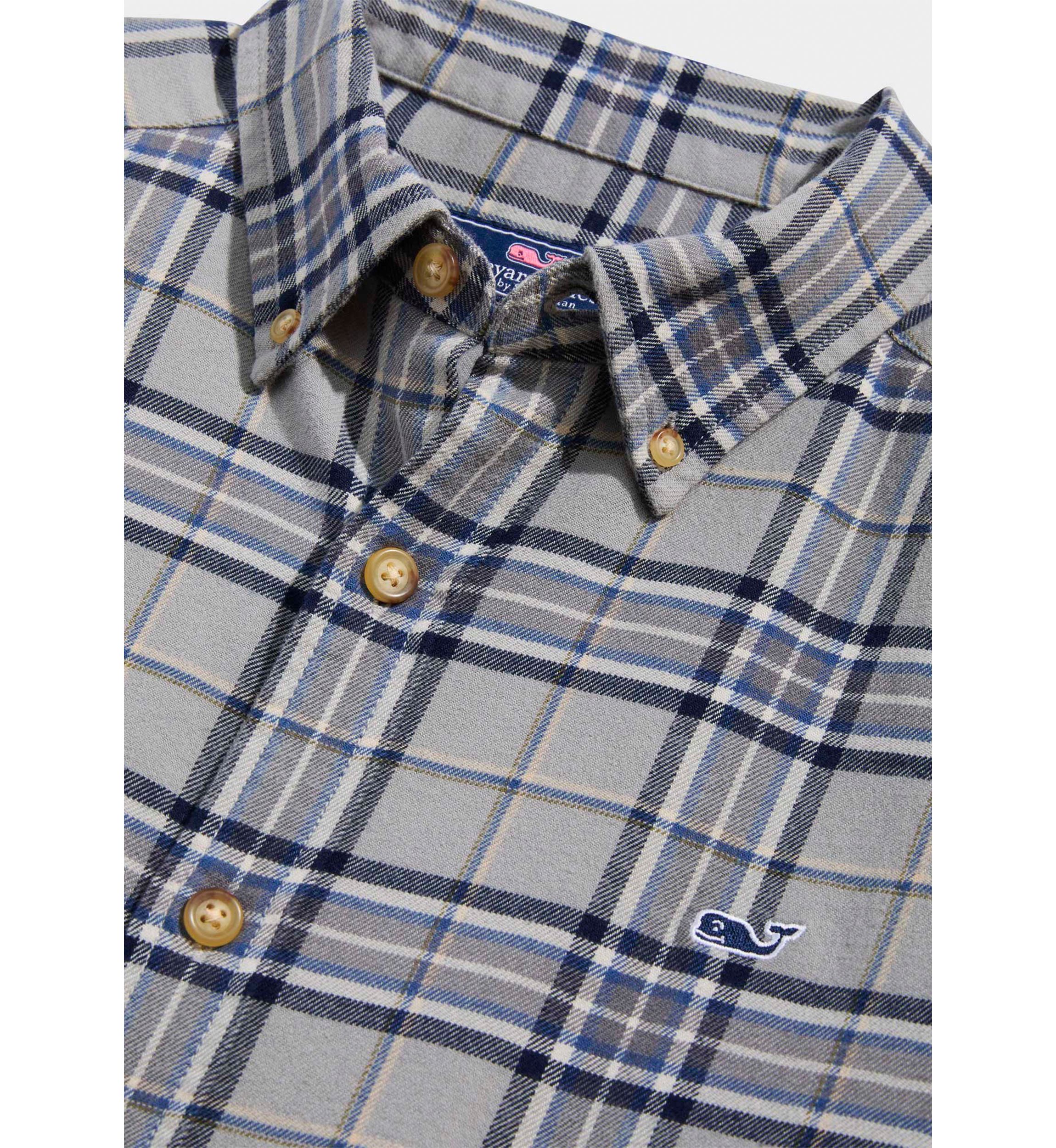 Mens Flannel Plaid Whale Shirt