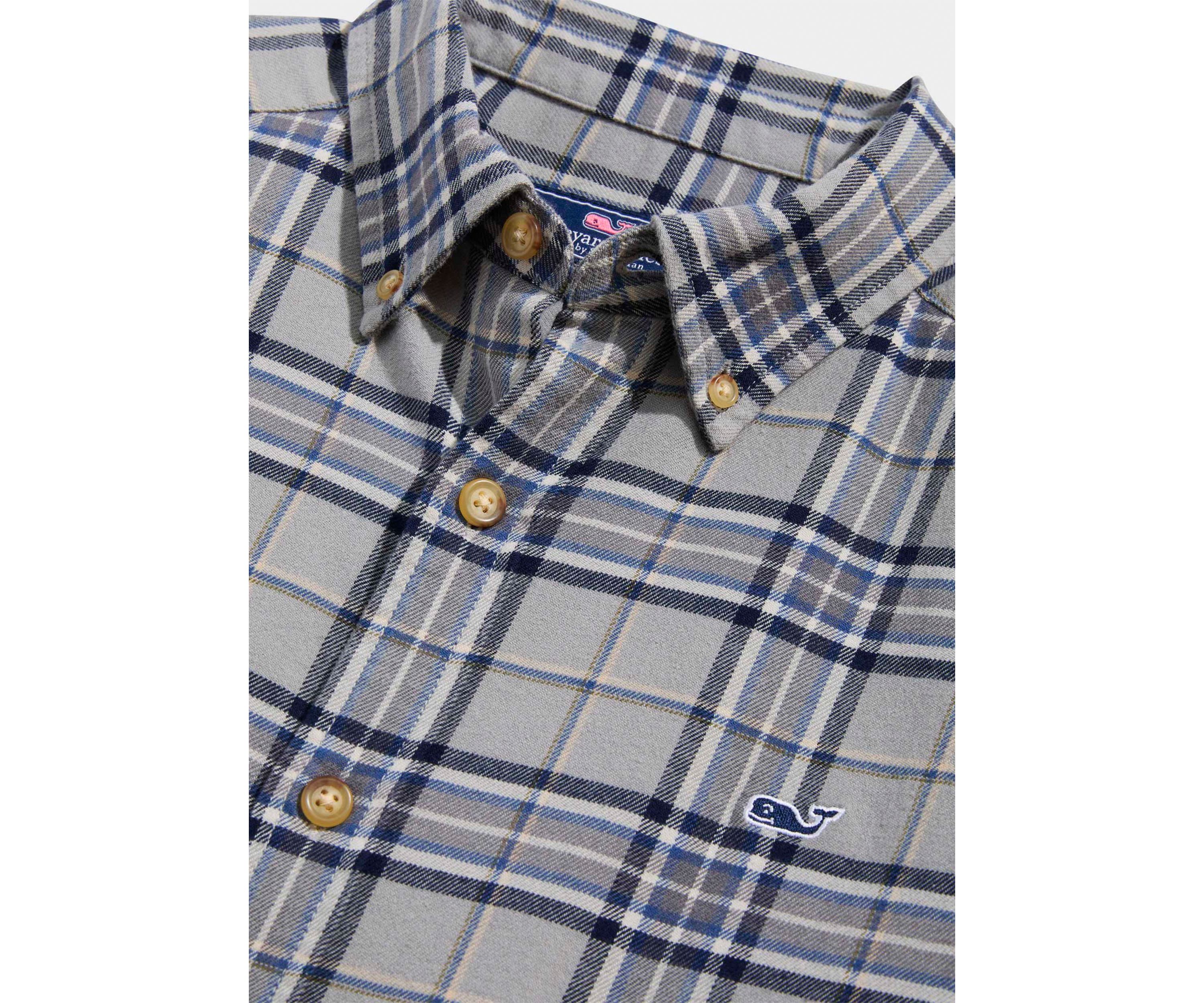 Mens Flannel Plaid Whale Shirt